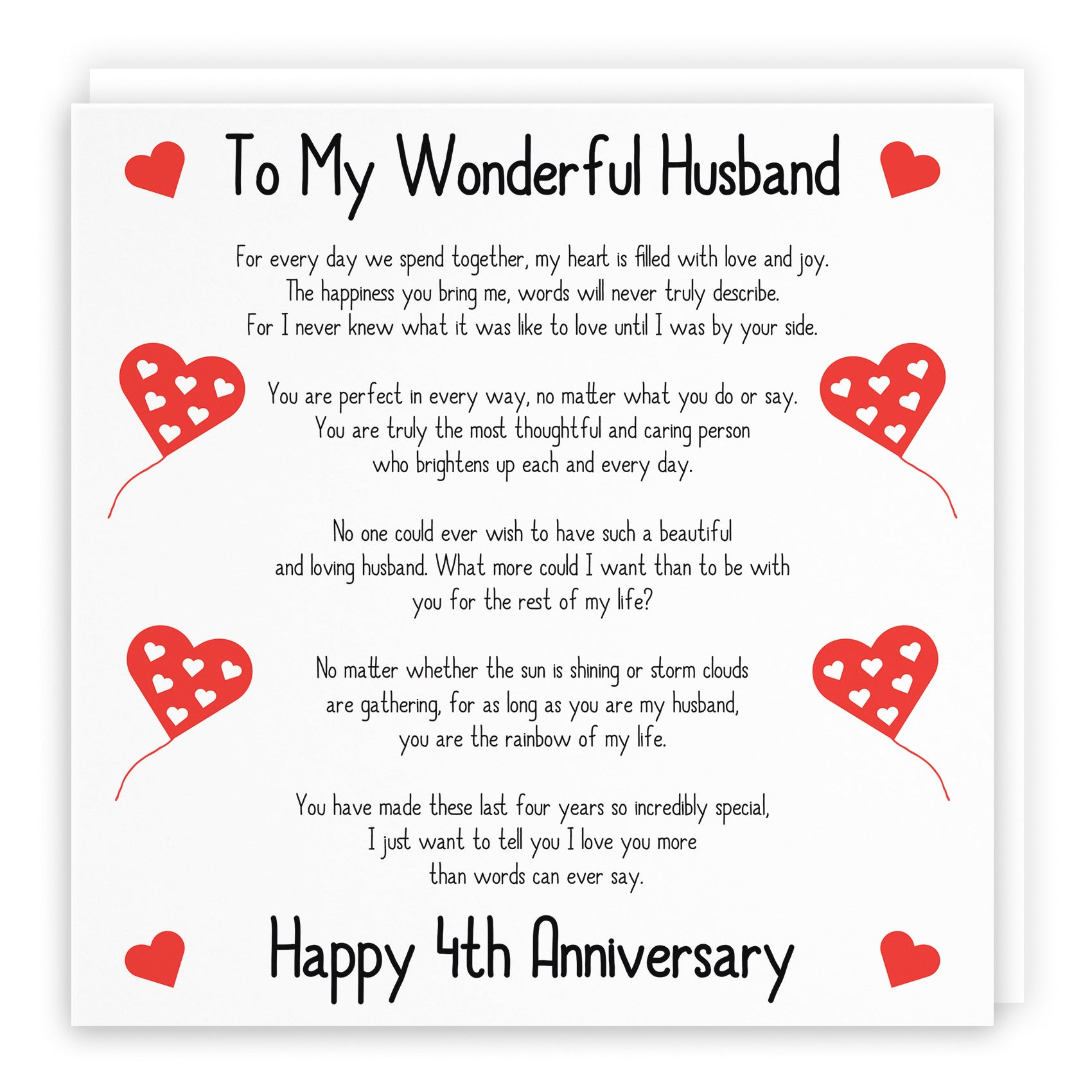 4th Husband Anniversary Card Romantic Verses - Default Title (B08K4JJBLV)