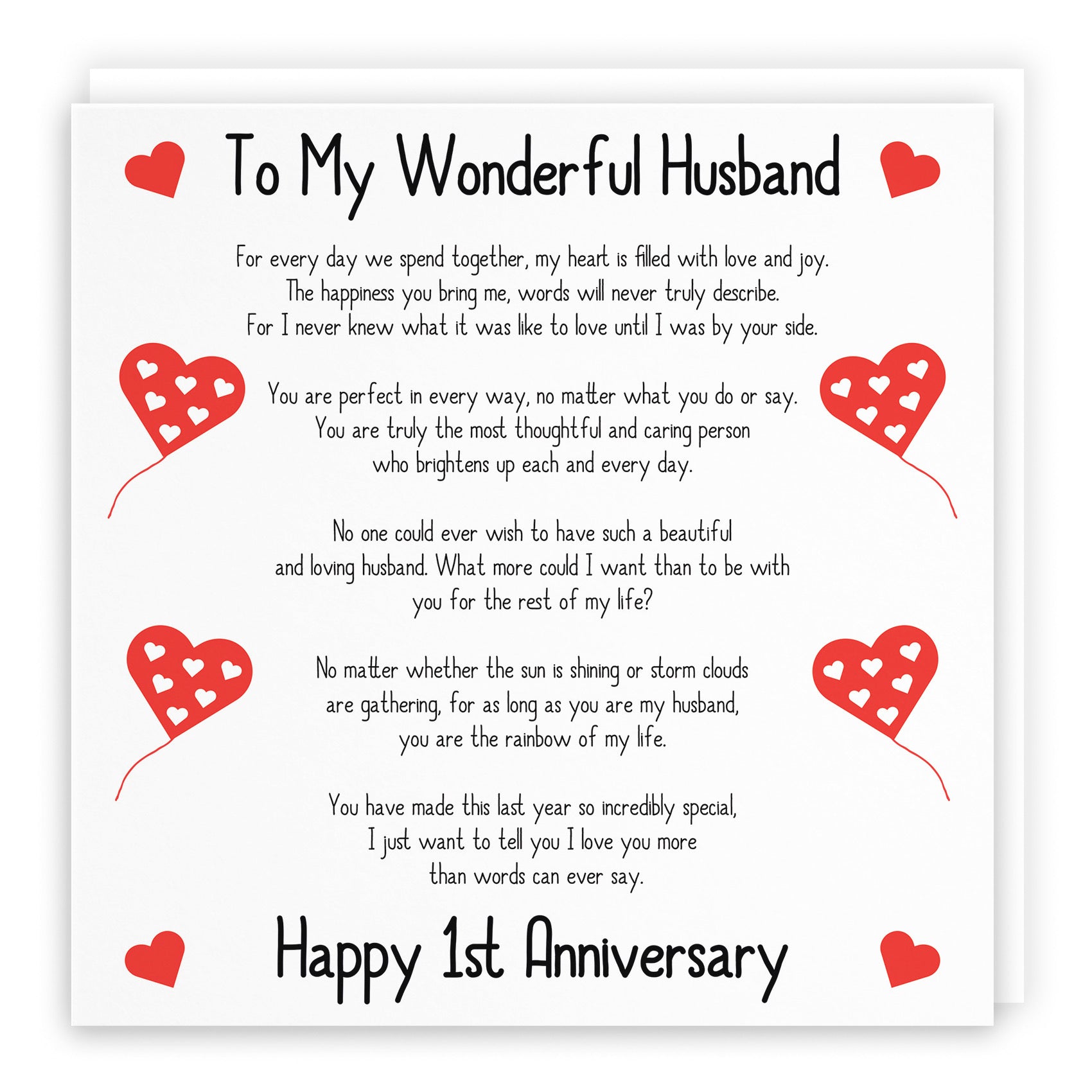 1st Husband Anniversary Card Romantic Verses - Default Title (B08K4L24FX)