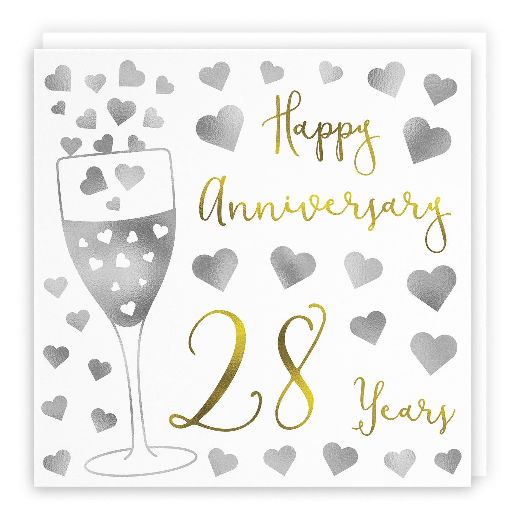 28th Anniversary Card Silver Hearts - Default Title (B08K7M58GK)