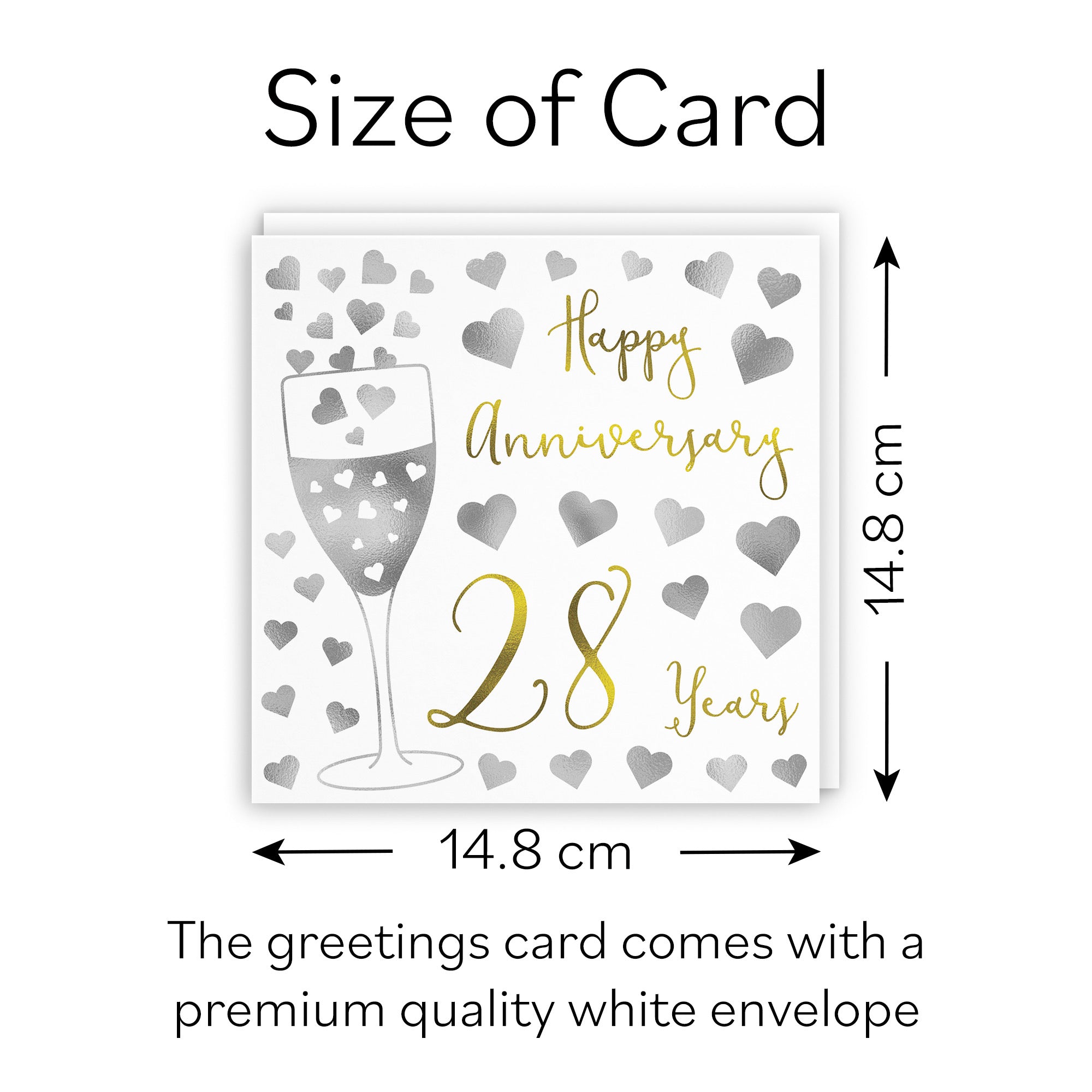 28th Anniversary Card Silver Hearts - Default Title (B08K7M58GK)