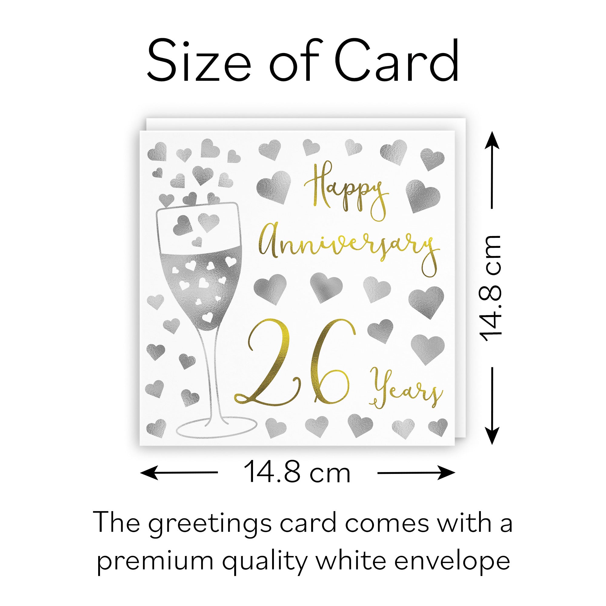 26th Anniversary Card Silver Hearts - Default Title (B08K7MPR6J)