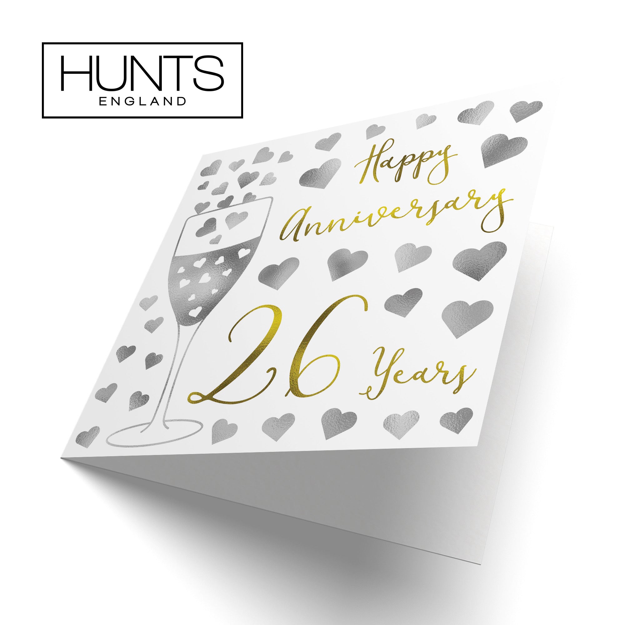 26th Anniversary Card Silver Hearts - Default Title (B08K7MPR6J)