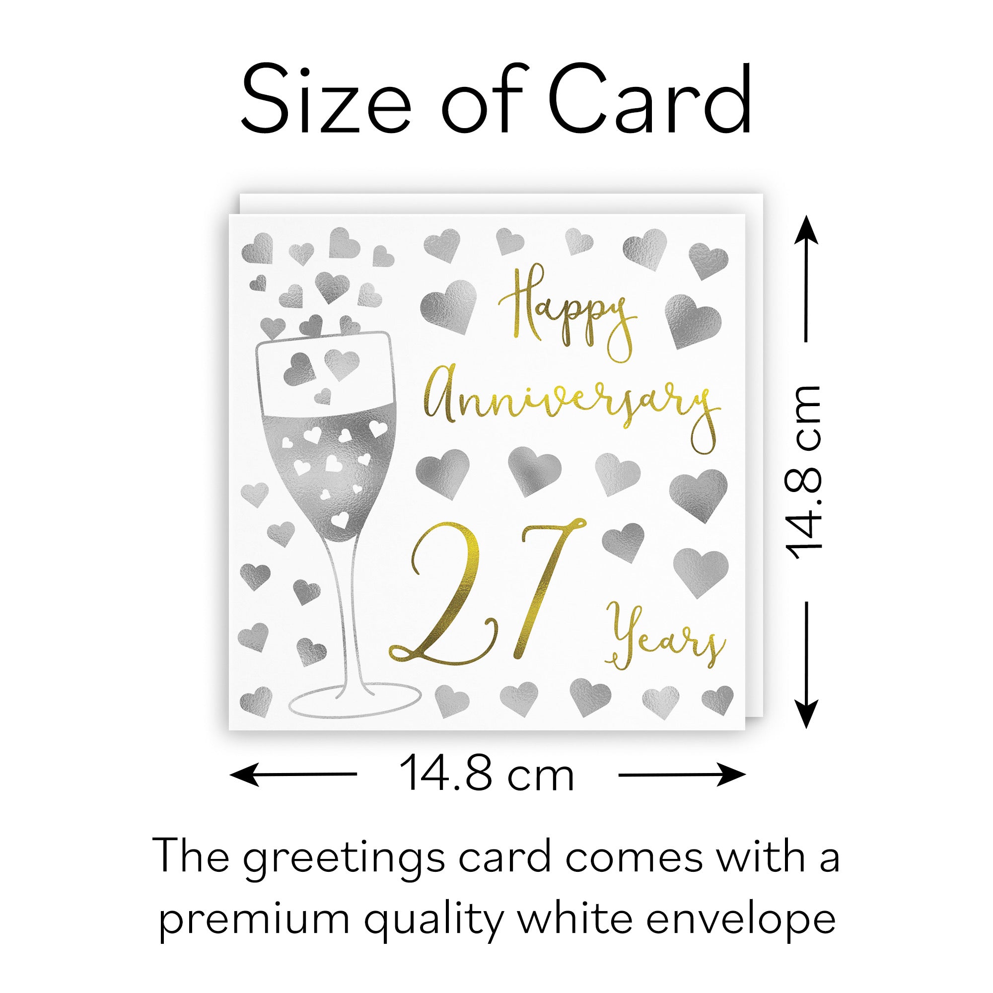 27th Anniversary Card Silver Hearts - Default Title (B08K7PKCNH)