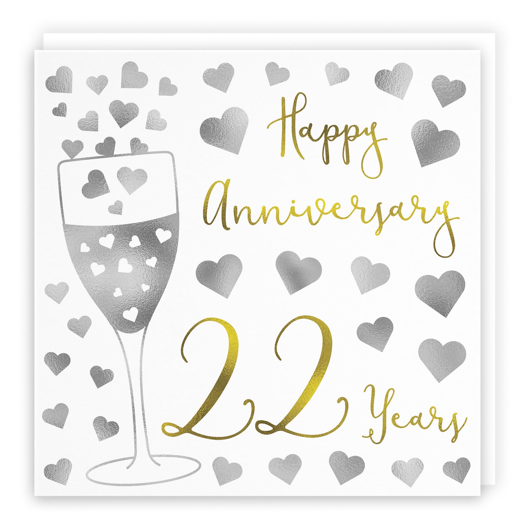 22nd Anniversary Card Silver Hearts - Default Title (B08K857WX6)