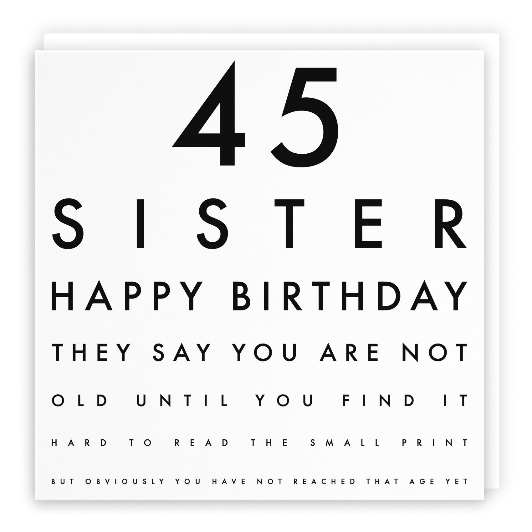 45th Sister Eye Sight Joke Birthday Card Letters - Default Title (B09479MTFM)