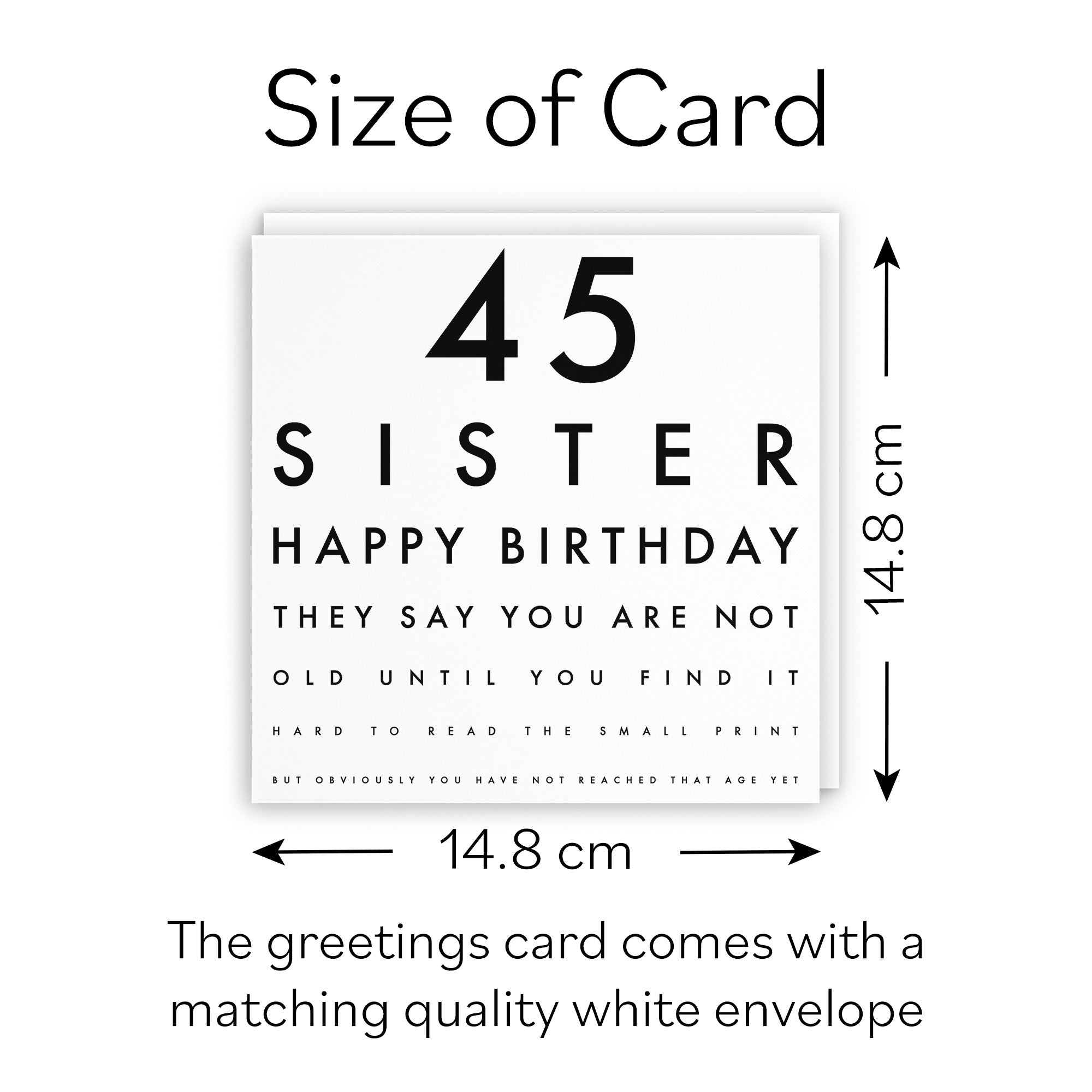 45th Sister Eye Sight Joke Birthday Card Letters - Default Title (B09479MTFM)