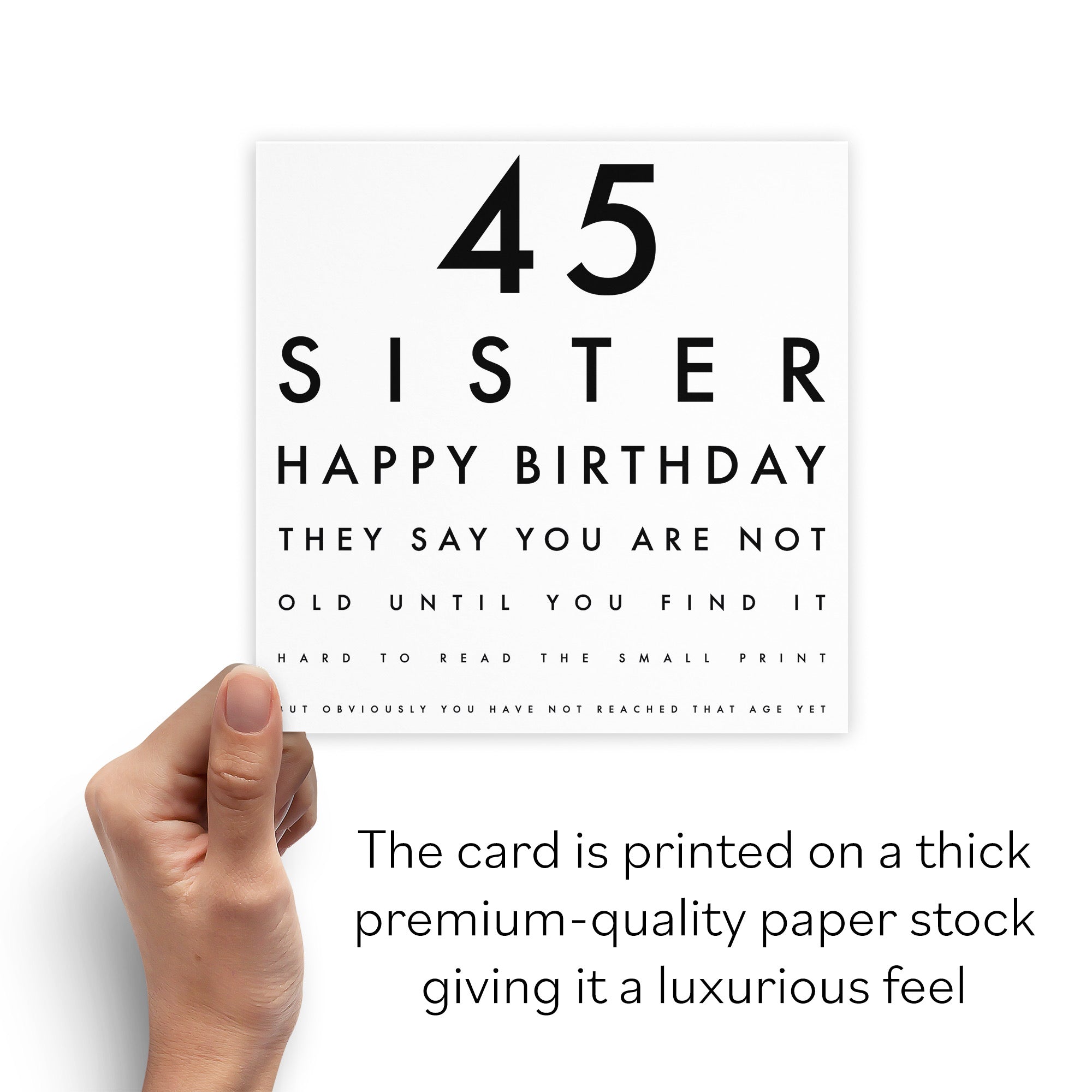 45th Sister Eye Sight Joke Birthday Card Letters - Default Title (B09479MTFM)