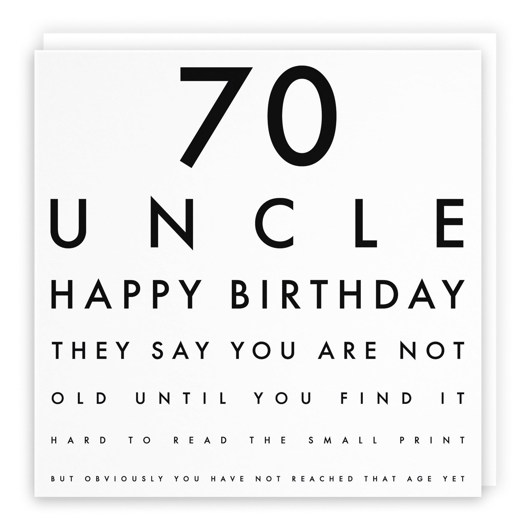 70th Uncle Eye Sight Joke Birthday Card Letters - Default Title (B09479YHYQ)