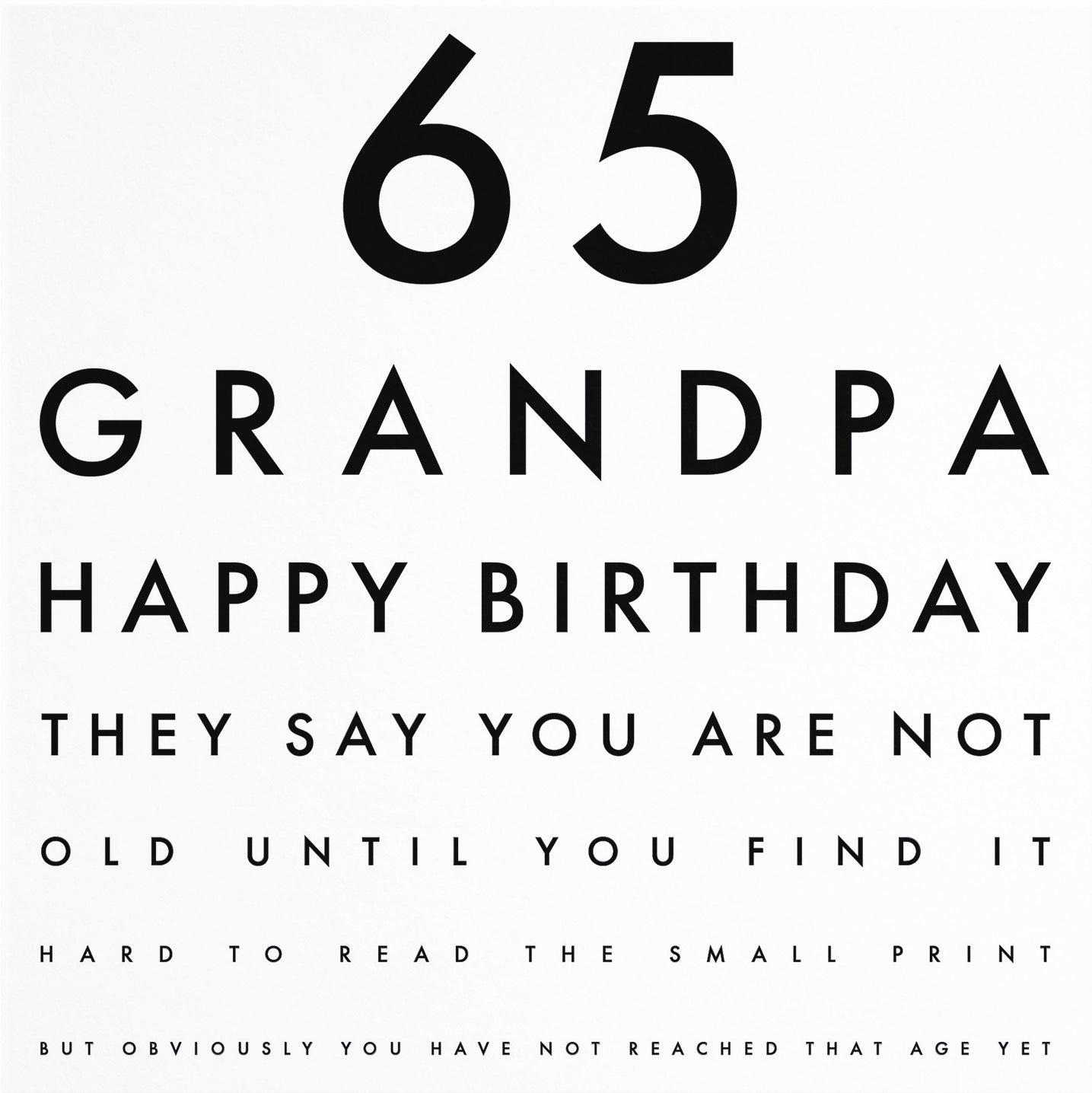 65th Grandpa Eye Sight Joke Birthday Card Letters - Default Title (B0947B58XW)