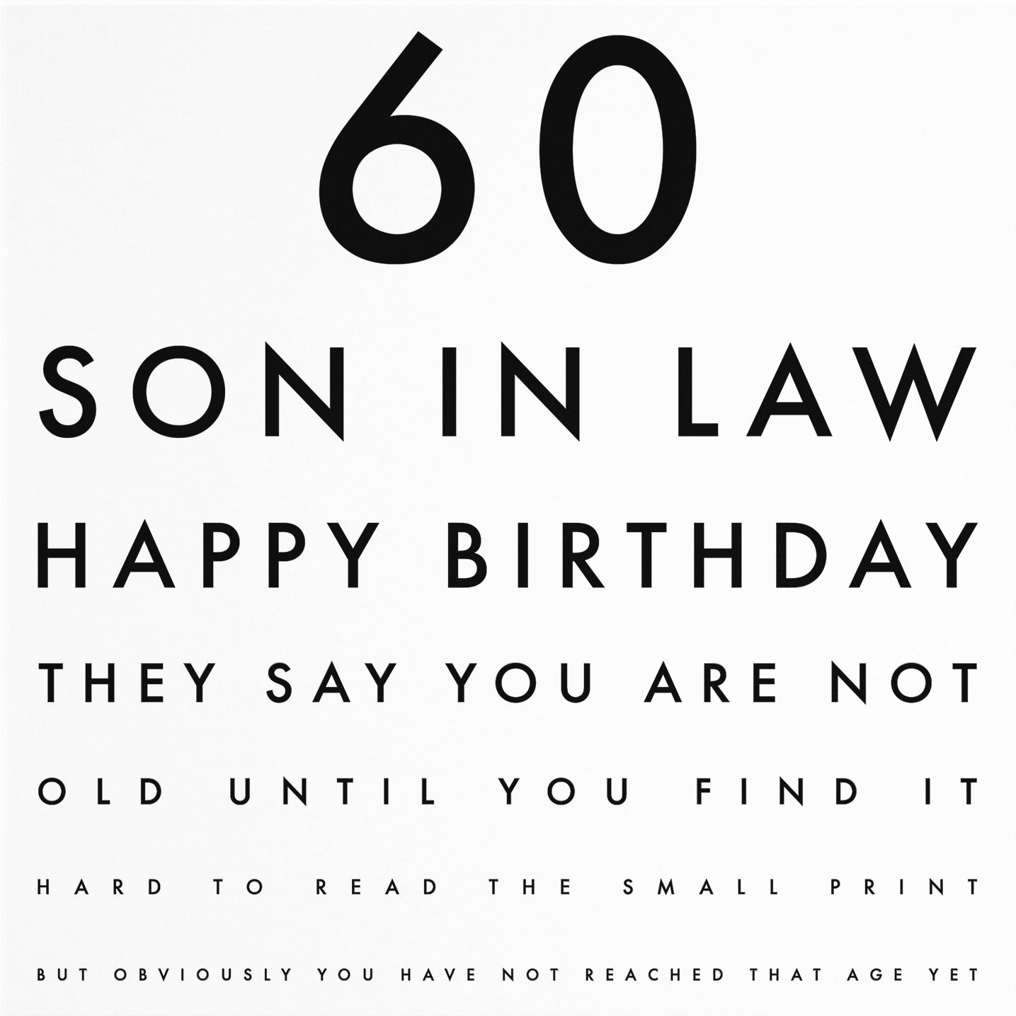 60th Son In Law Eye Sight Joke Birthday Card Letters - Default Title (B0947BHJ6X)