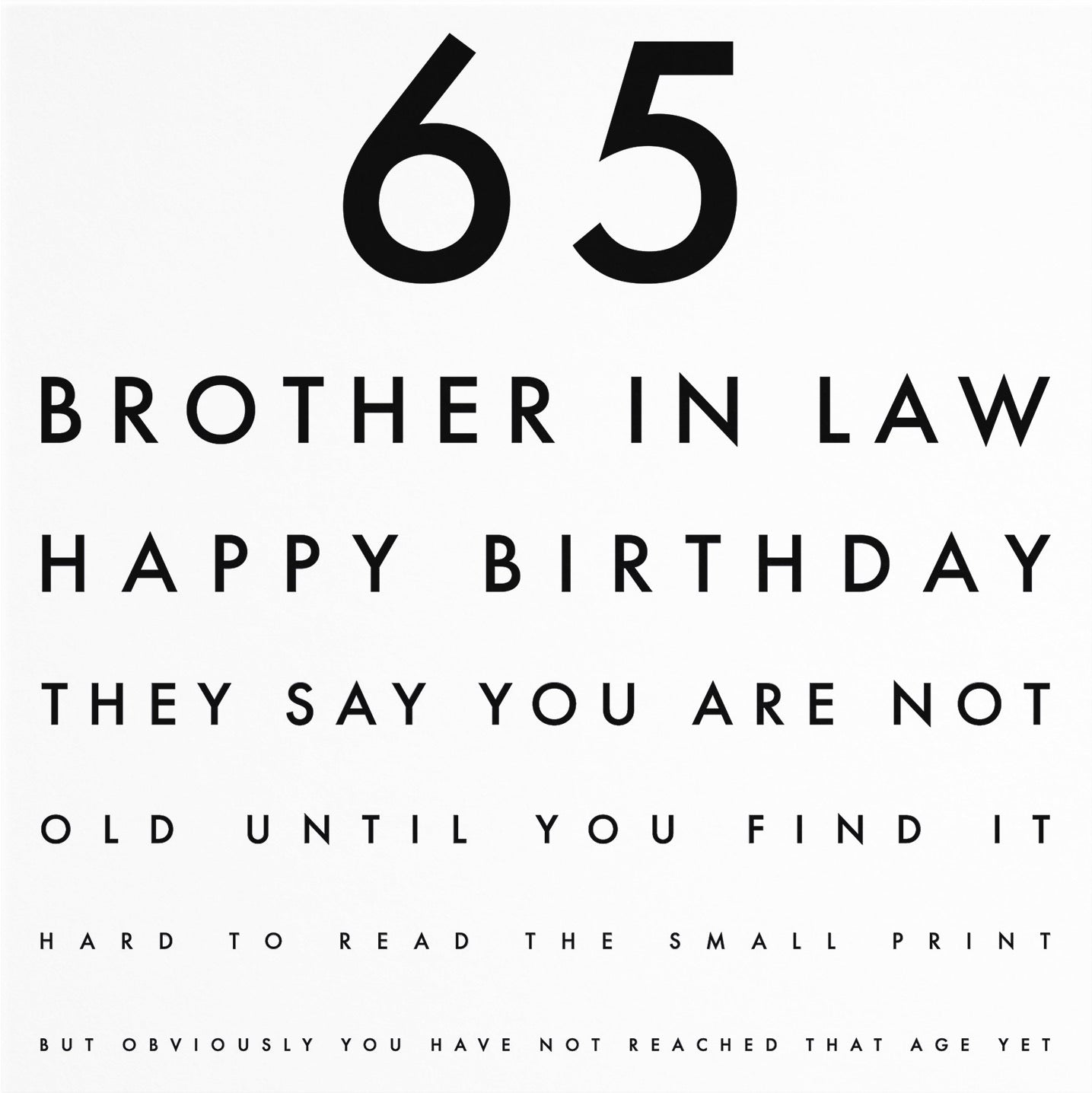 65th Brother In Law Eye Sight Joke Birthday Card Letters - Default Title (B0947BJ59K)