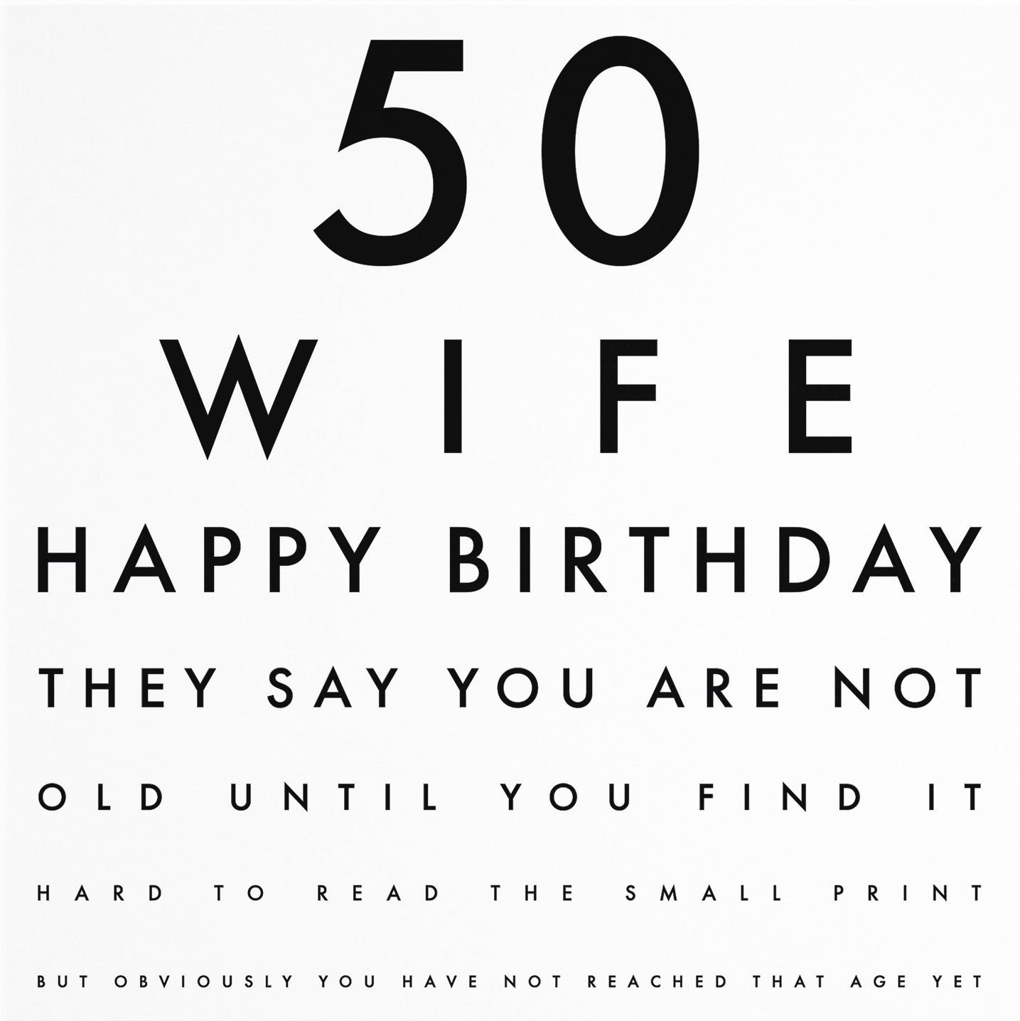 50th Wife Eye Sight Joke Birthday Card Letters - Default Title (B0947BKL6V)