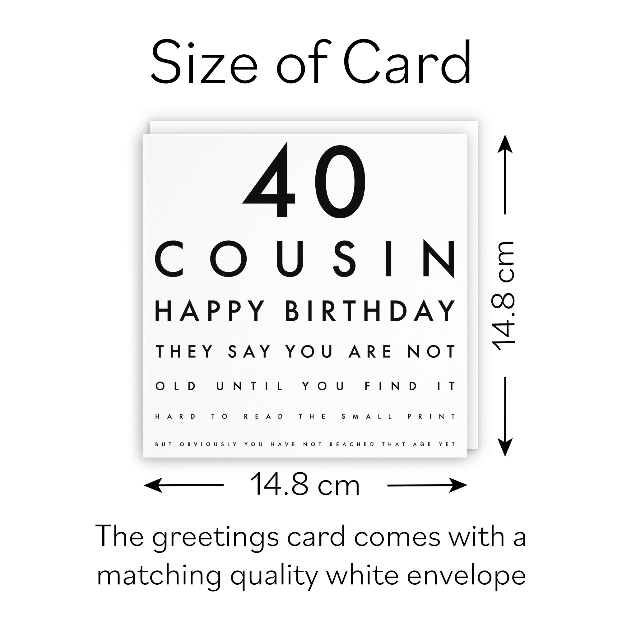 40th Cousin Eye Sight Joke Birthday Card Letters - Default Title (B0947BNWG1)