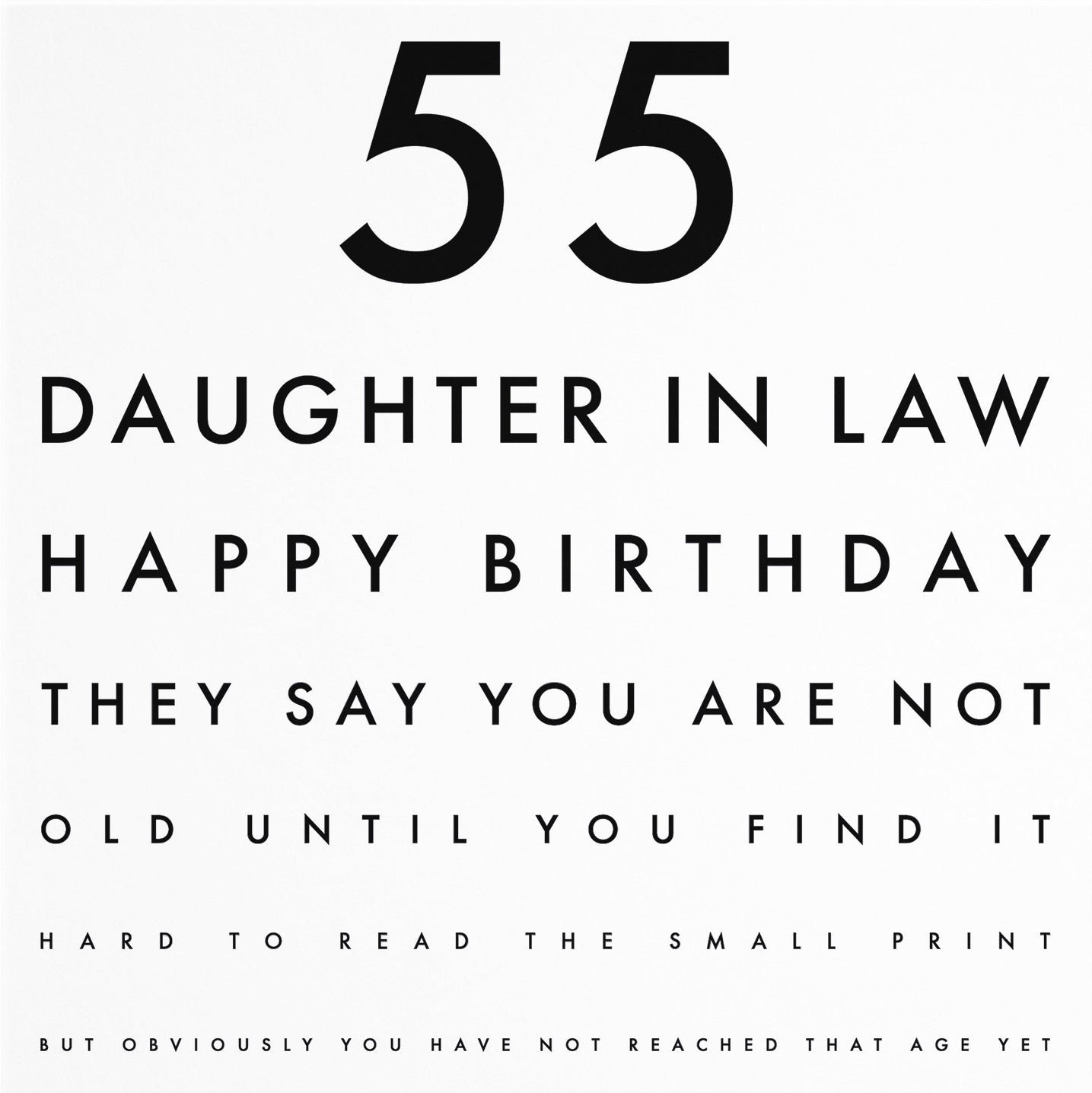 55th Daughter In Law Eye Sight Joke Birthday Card Letters - Default Title (B0947BRRMW)