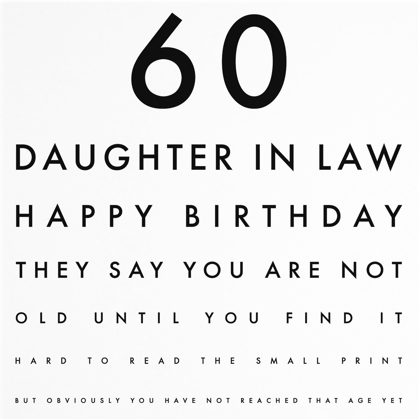 60th Daughter In Law Eye Sight Joke Birthday Card Letters - Default Title (B0947BSD3D)