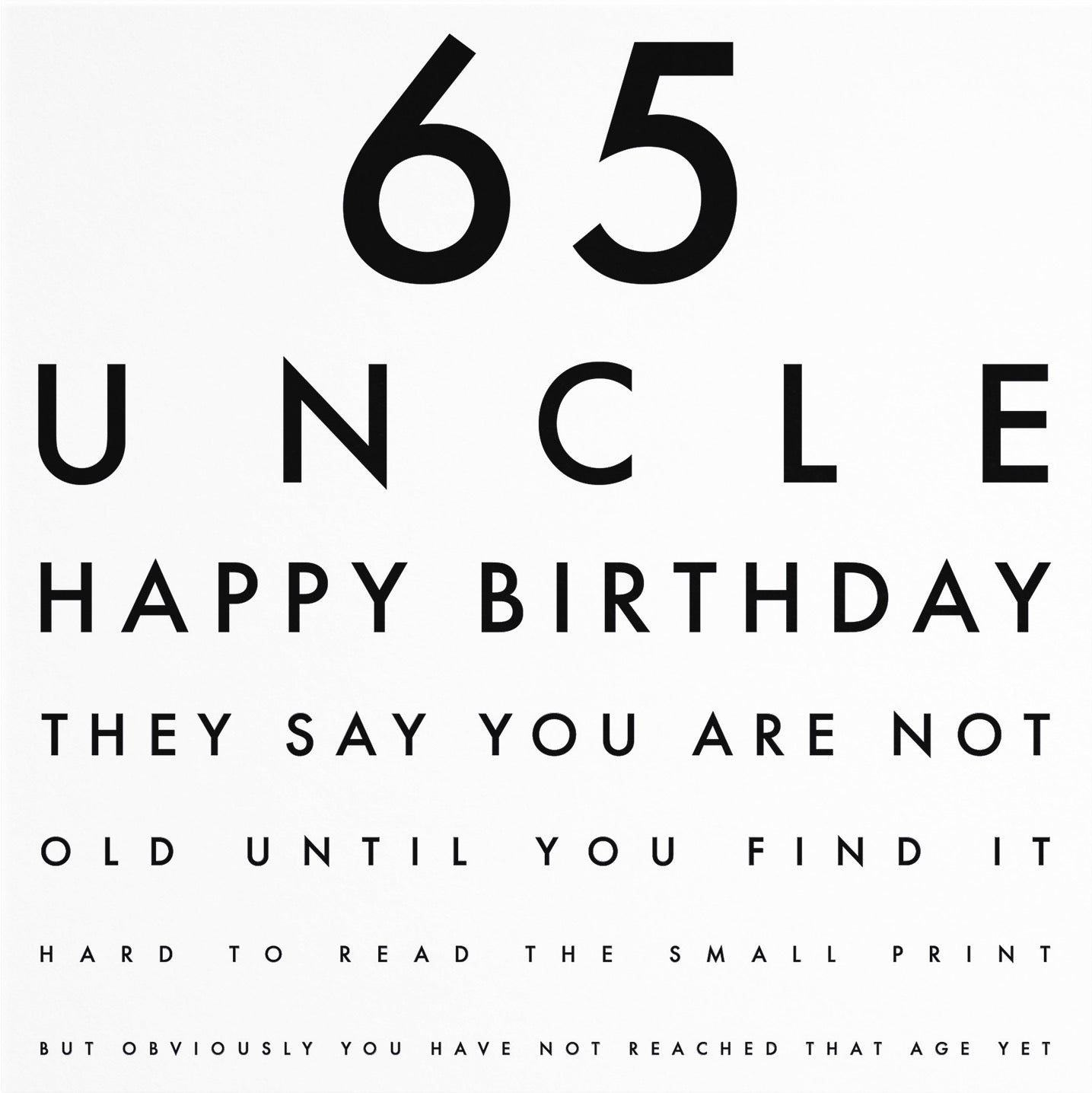 65th Uncle Eye Sight Joke Birthday Card Letters - Default Title (B0947BX14B)