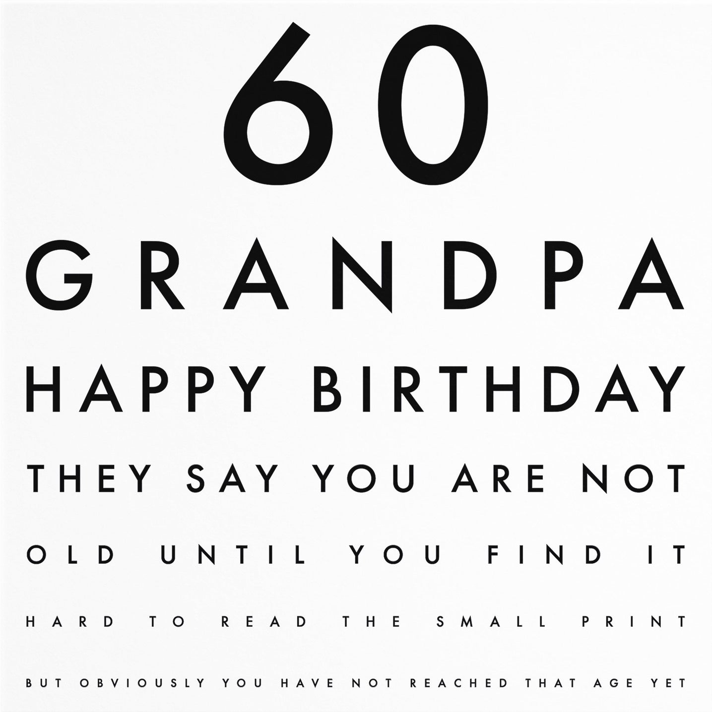 60th Grandpa Eye Sight Joke Birthday Card Letters - Default Title (B0947BZHNY)