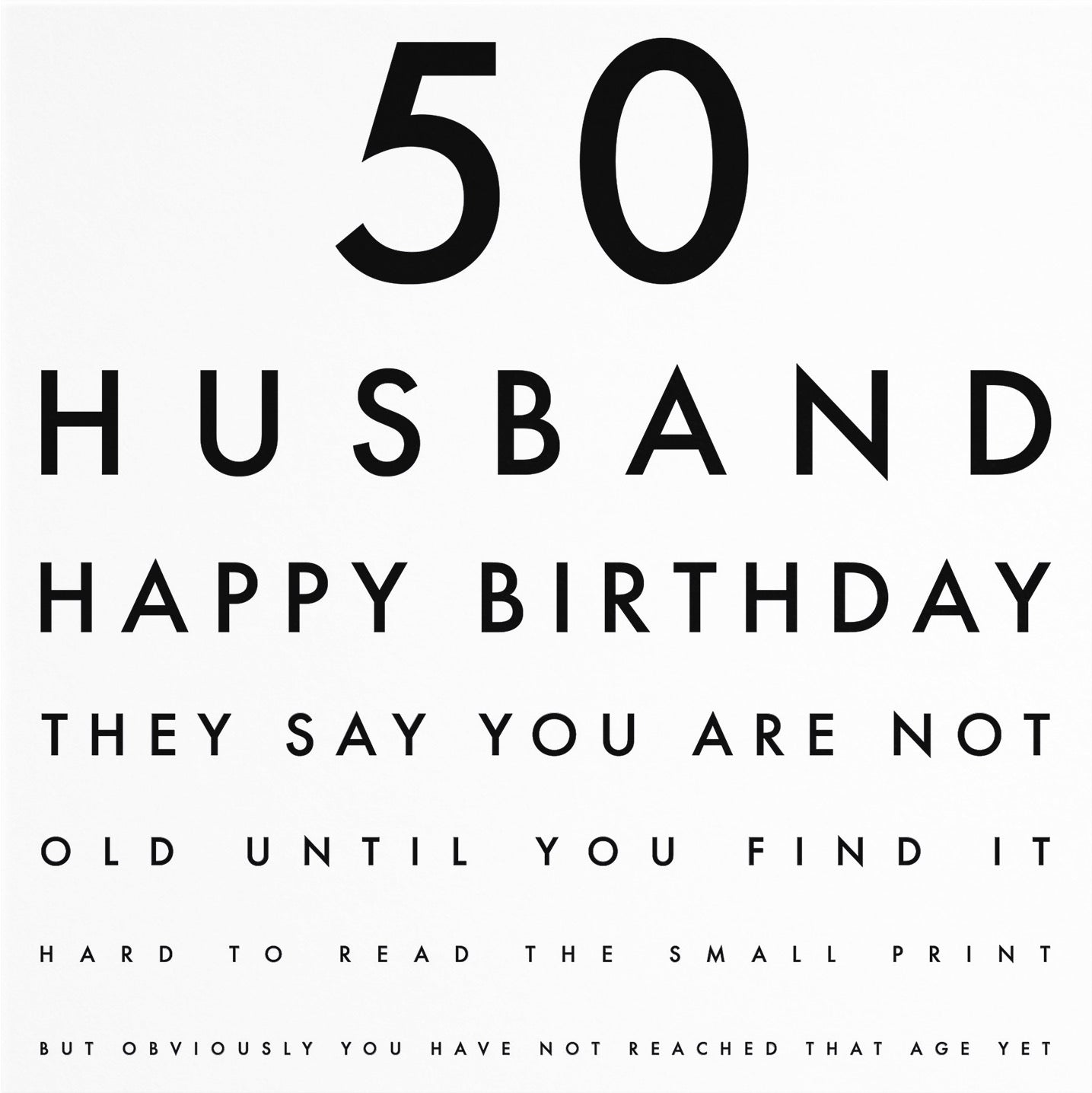 50th Husband Eye Sight Joke Birthday Card Letters - Default Title (B0947CGBZ2)