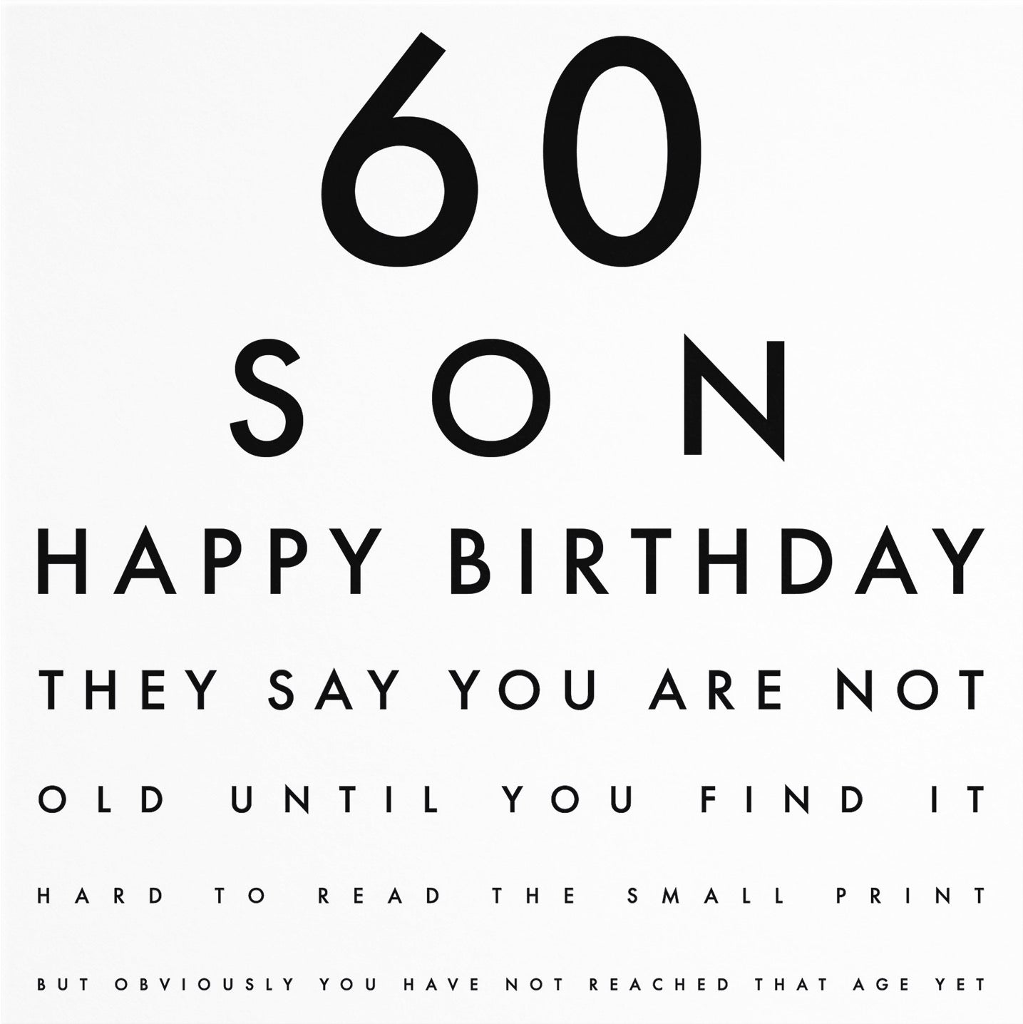 60th Son Eye Sight Joke Birthday Card Letters - Default Title (B0947CLH2F)