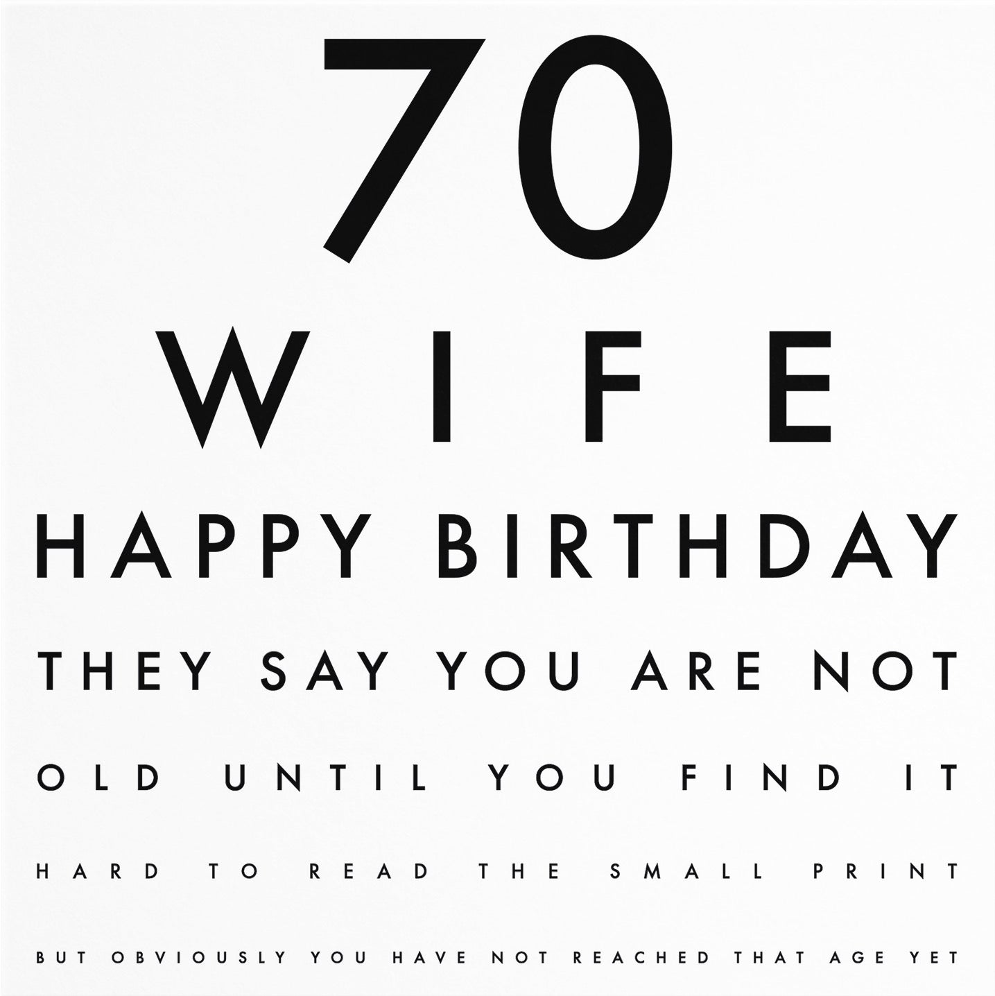 70th Wife Eye Sight Joke Birthday Card Letters - Default Title (B0947CMS35)