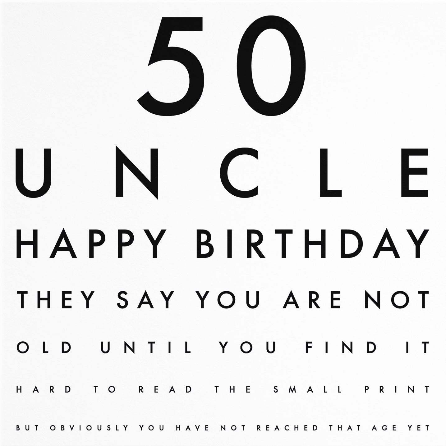 50th Uncle Eye Sight Joke Birthday Card Letters - Default Title (B0947D7DXR)