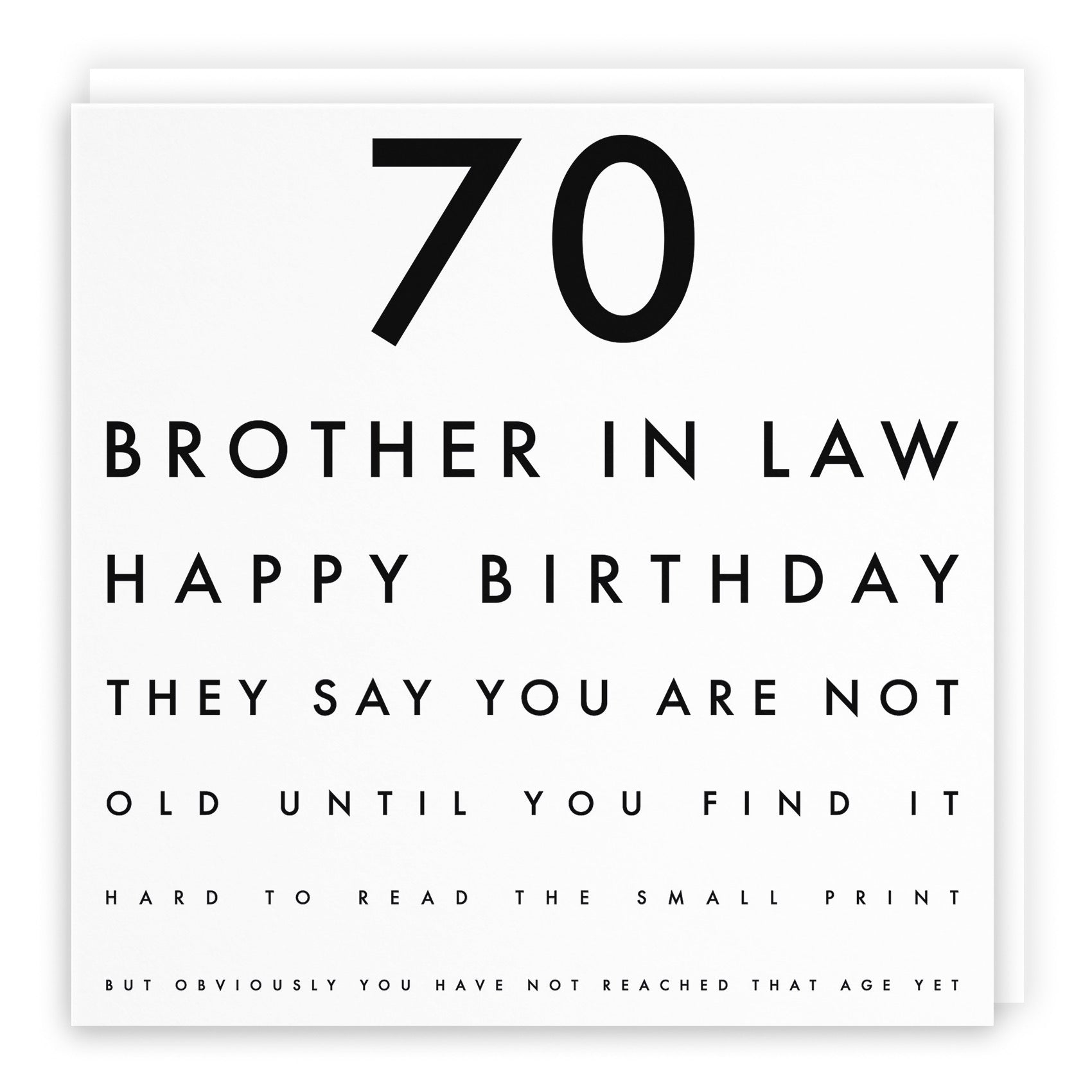 70th Brother In Law Eye Sight Joke Birthday Card Letters - Default Title (B0947DF4WT)