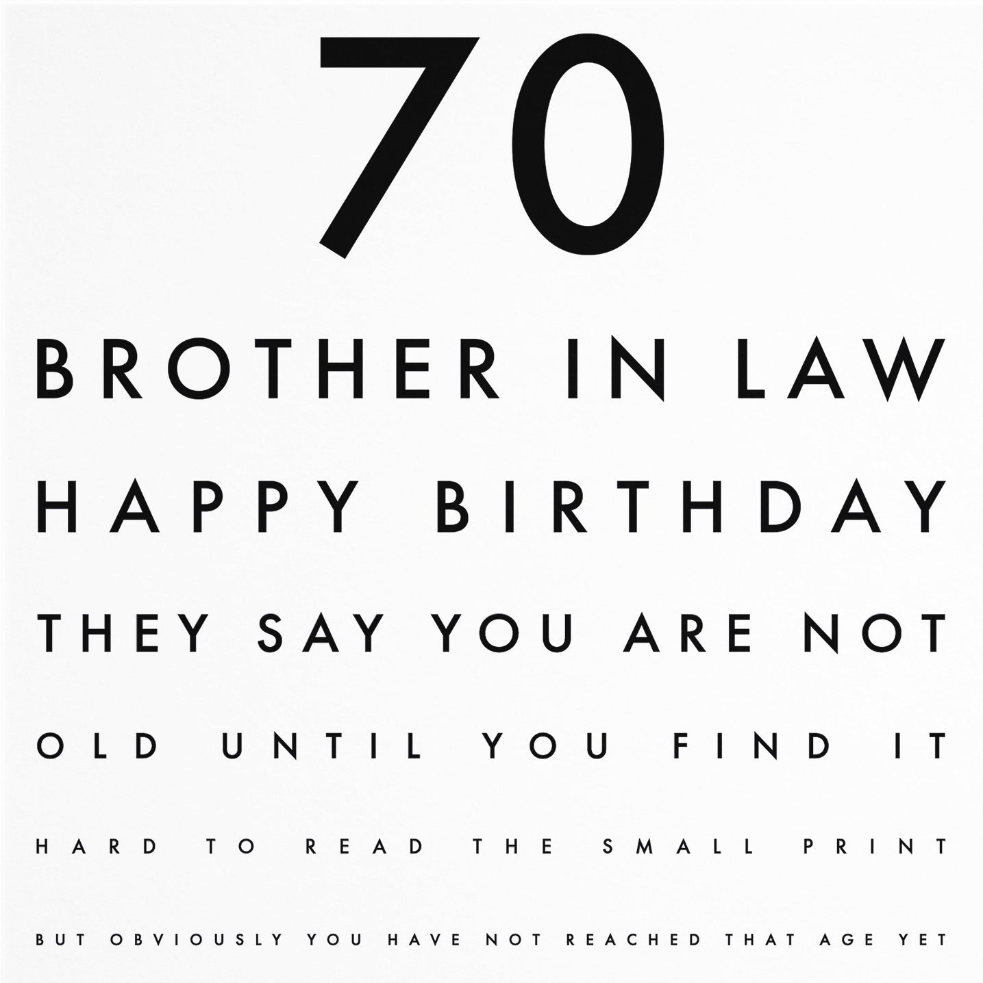 70th Brother In Law Eye Sight Joke Birthday Card Letters - Default Title (B0947DF4WT)