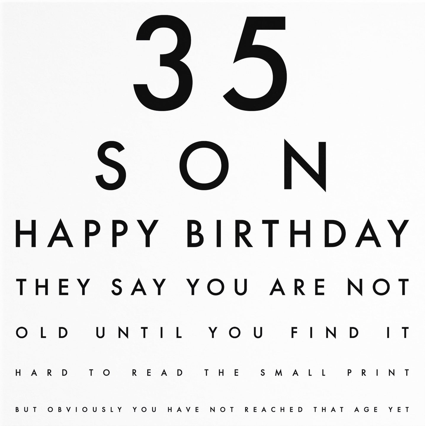 35th Son Eye Sight Joke Birthday Card Letters - Default Title (B0947FK5VL)