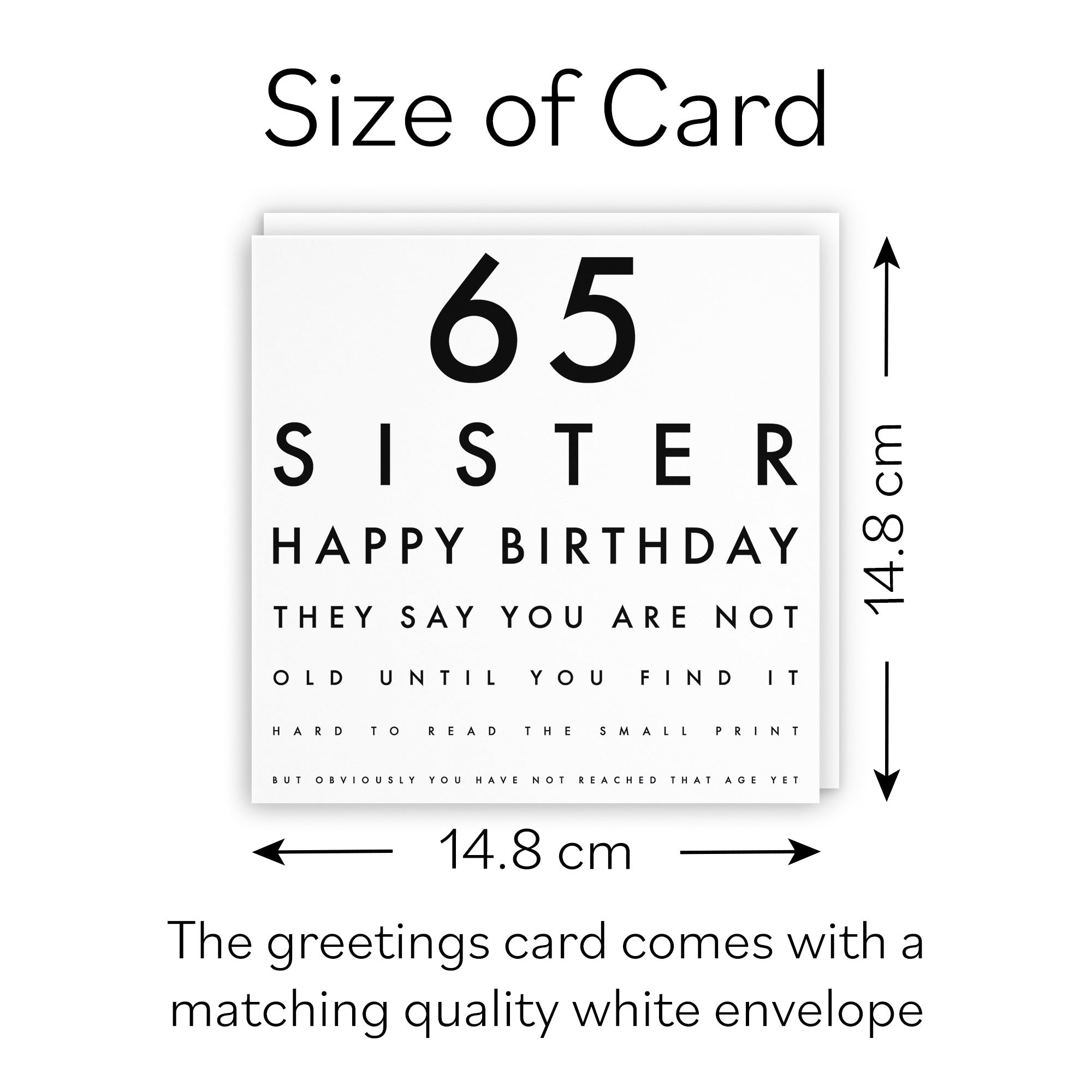 65th Sister Eye Sight Joke Birthday Card Letters - Default Title (B0947N3T6D)