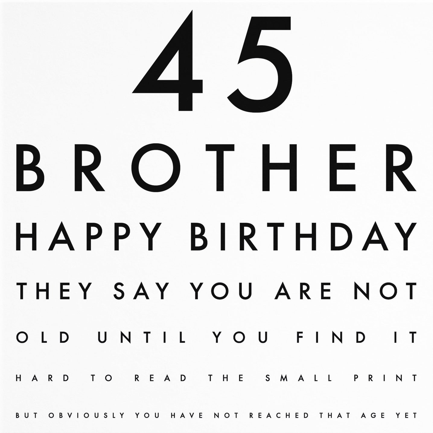 45th Brother Eye Sight Joke Birthday Card Letters - Default Title (B0947N4BN7)