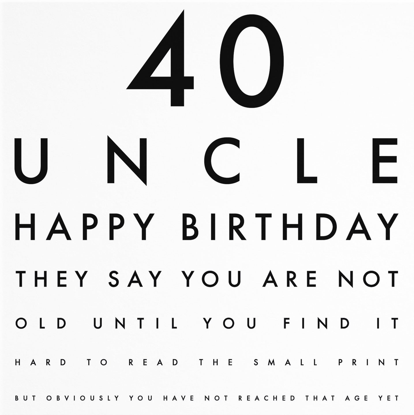 40th Uncle Eye Sight Joke Birthday Card Letters - Default Title (B0947PTGHY)