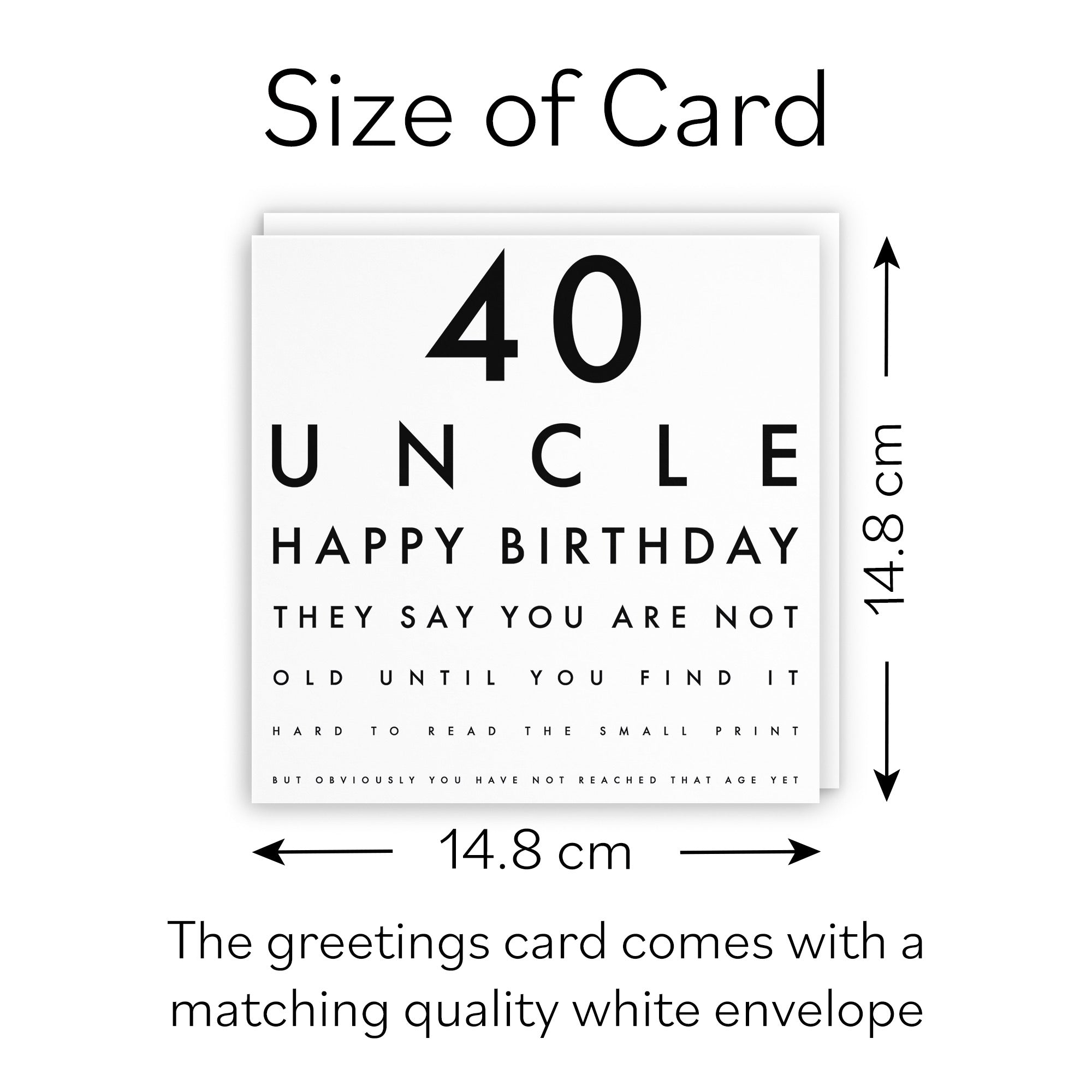 40th Uncle Eye Sight Joke Birthday Card Letters - Default Title (B0947PTGHY)