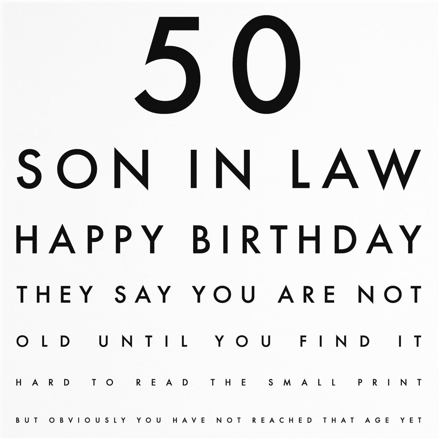 50th Son In Law Eye Sight Joke Birthday Card Letters - Default Title (B0947RQ9D2)