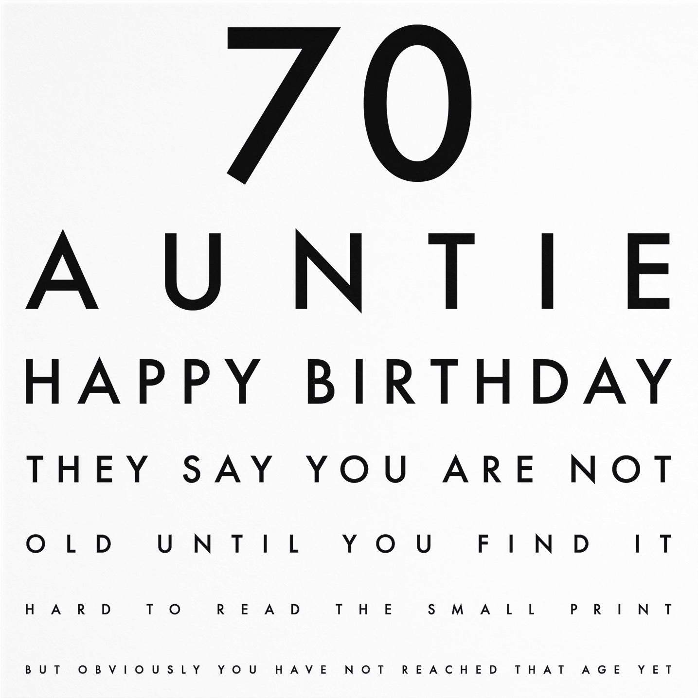 70th Auntie Eye Sight Joke Birthday Card Letters - Default Title (B0947RSX3F)