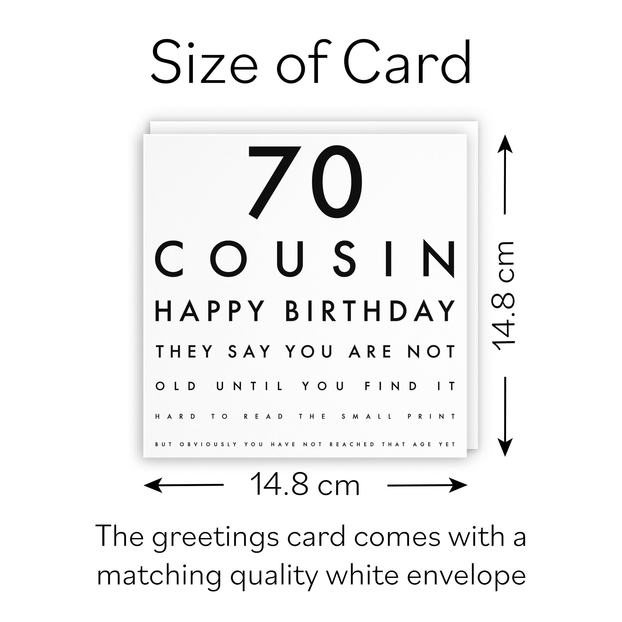 70th Cousin Eye Sight Joke Birthday Card Letters - Default Title (B0947RT16H)