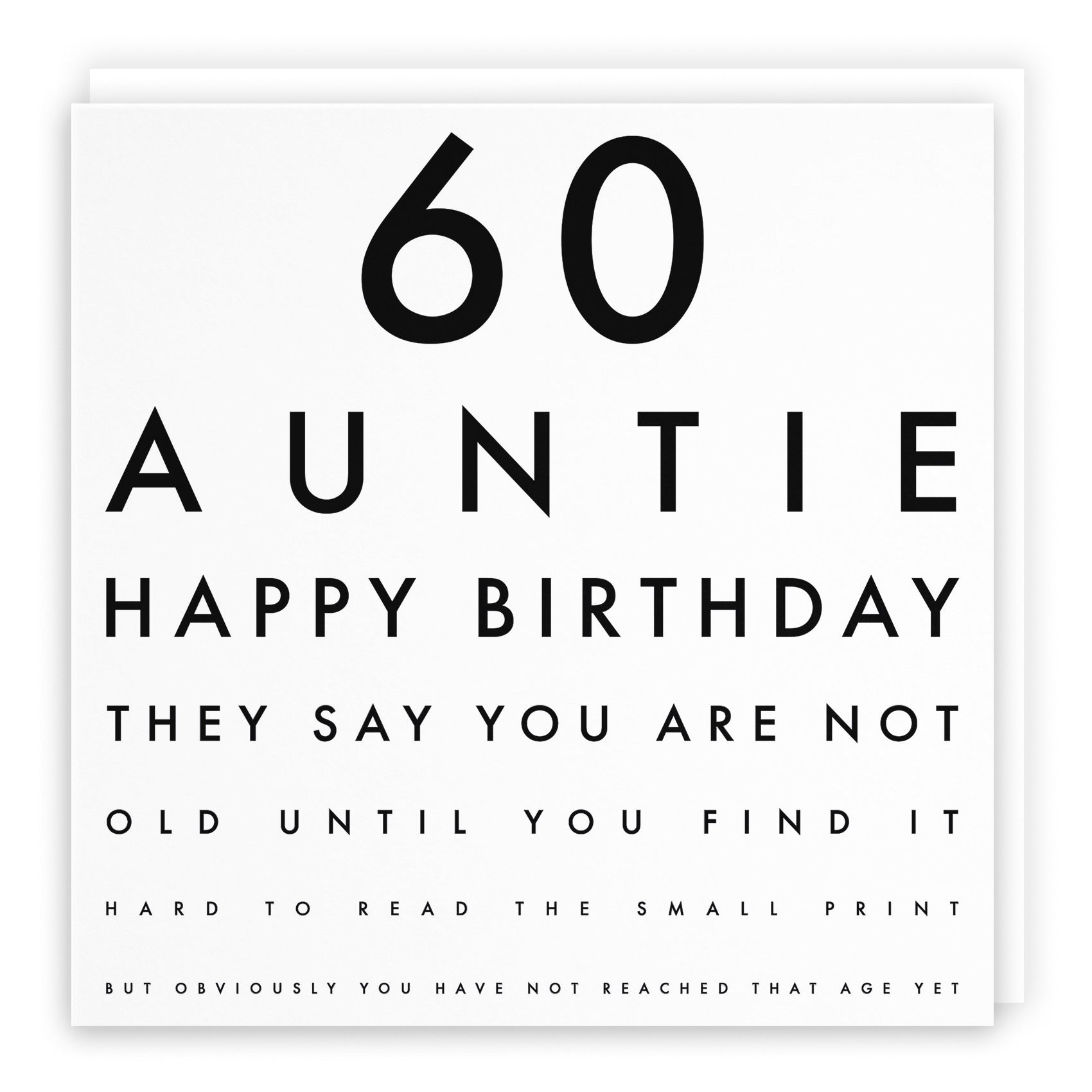 60th Auntie Eye Sight Joke Birthday Card Letters - Default Title (B0947TDNSY)