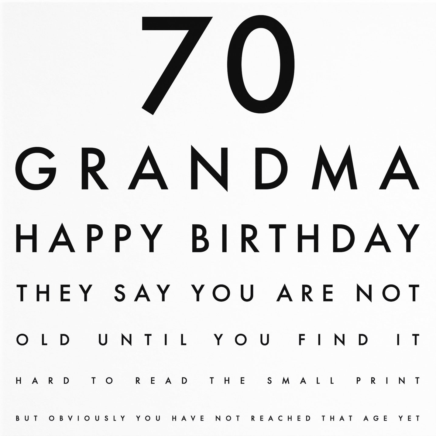 70th Grandma Eye Sight Joke Birthday Card Letters - Default Title (B0947THKYT)