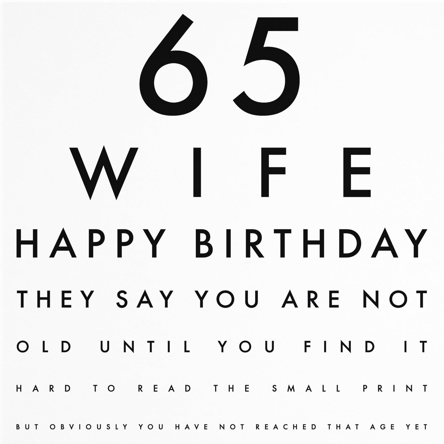 65th Wife Eye Sight Joke Birthday Card Letters - Default Title (B0947W5H82)