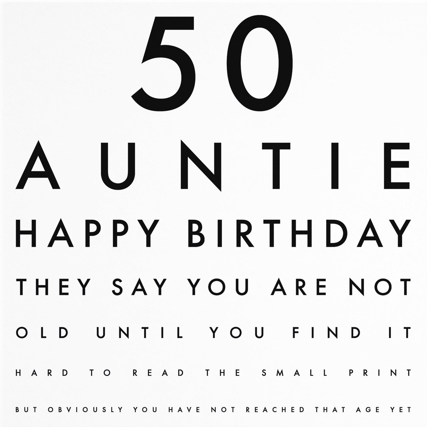 50th Auntie Eye Sight Joke Birthday Card Letters - Default Title (B0947W6RF8)