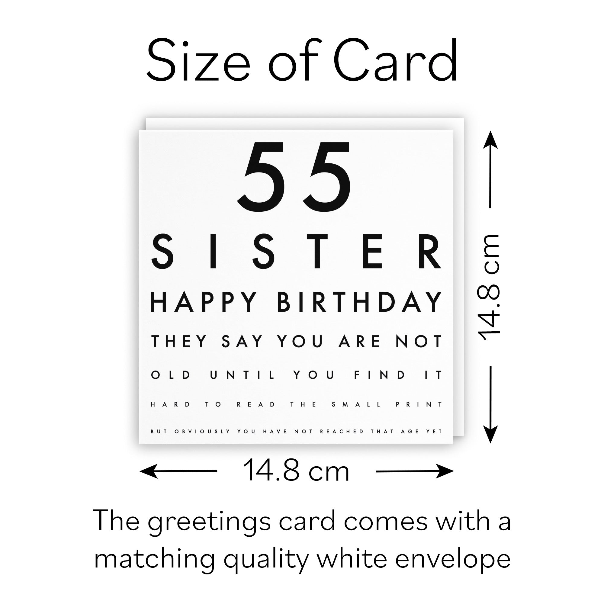 55th Sister Eye Sight Joke Birthday Card Letters - Default Title (B0947W8VZJ)