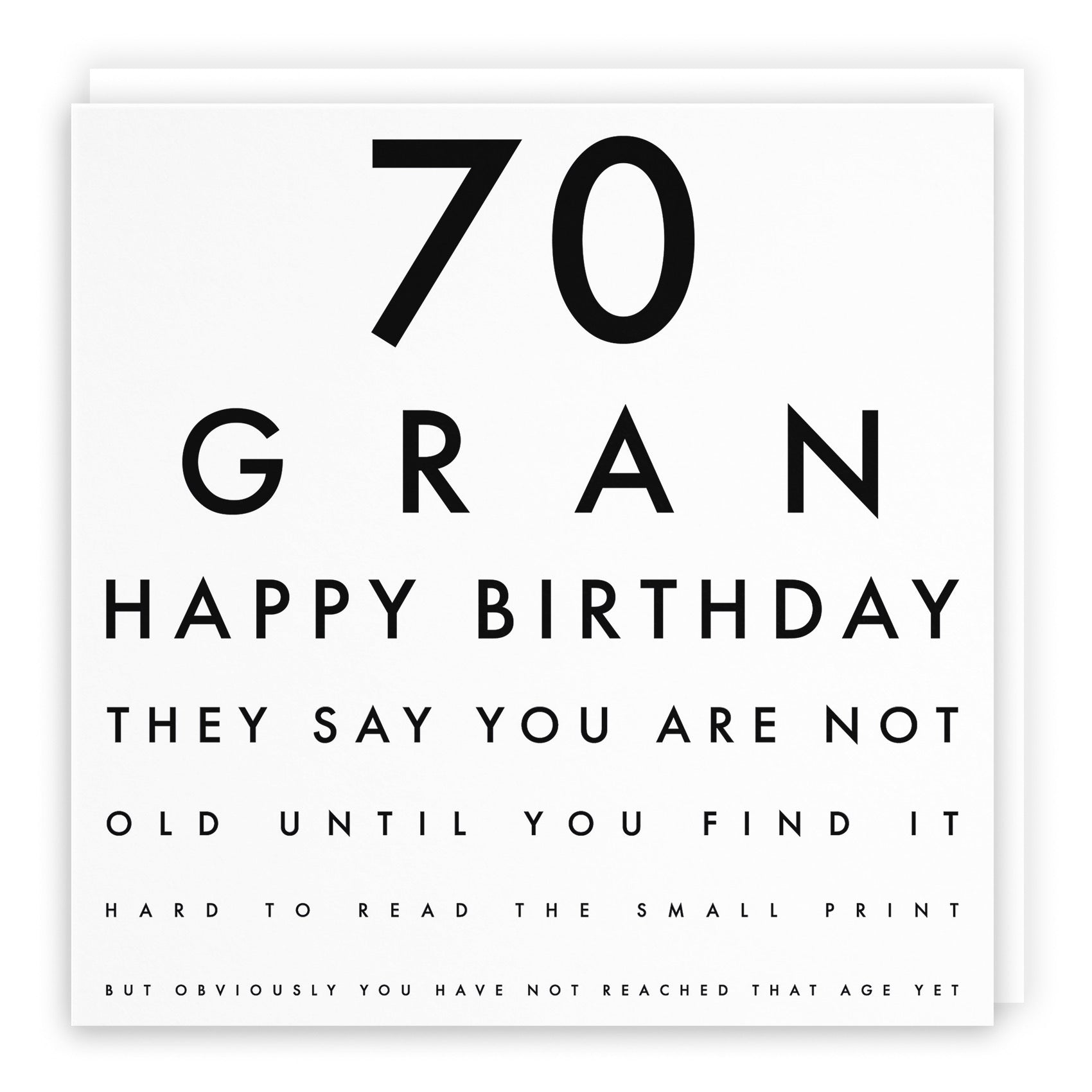 70th Gran Eye Sight Joke Birthday Card Letters - Default Title (B0947XWP4N)