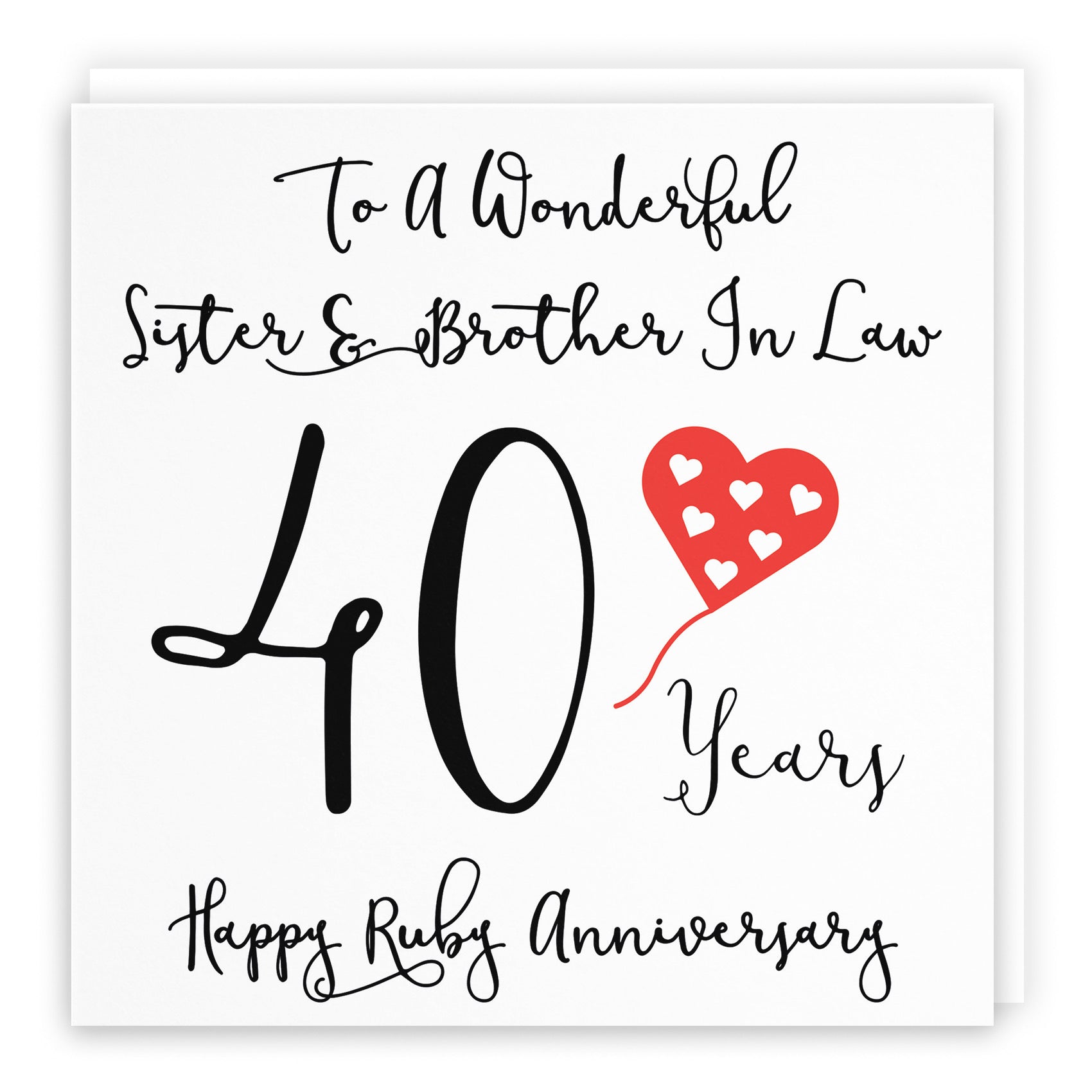 40th Sister And Brother In Law Anniversary Card Love Heart - Default Title (B098FD1HRS)