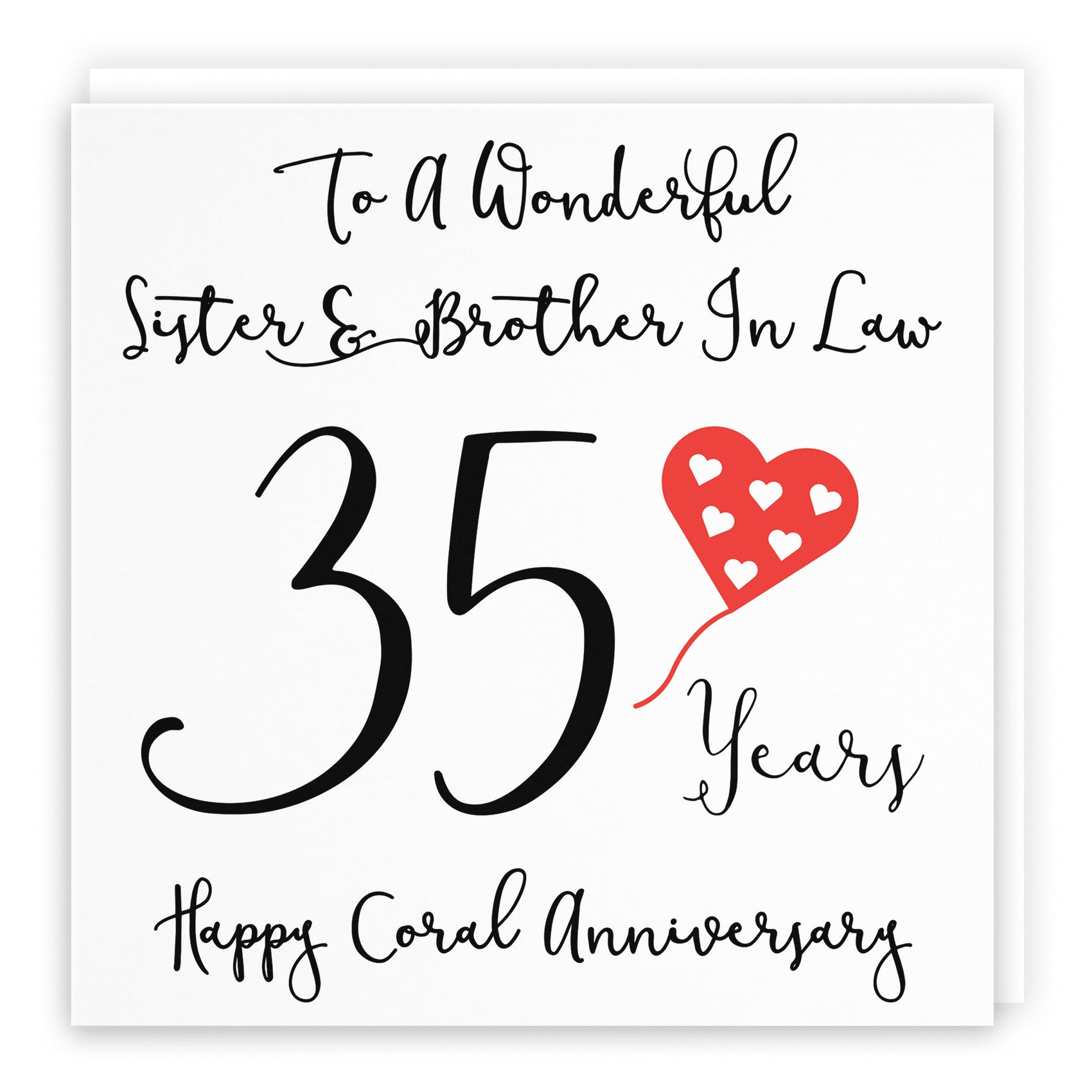 35th Sister And Brother In Law Anniversary Card Love Heart - Default Title (B098FF3ZYS)