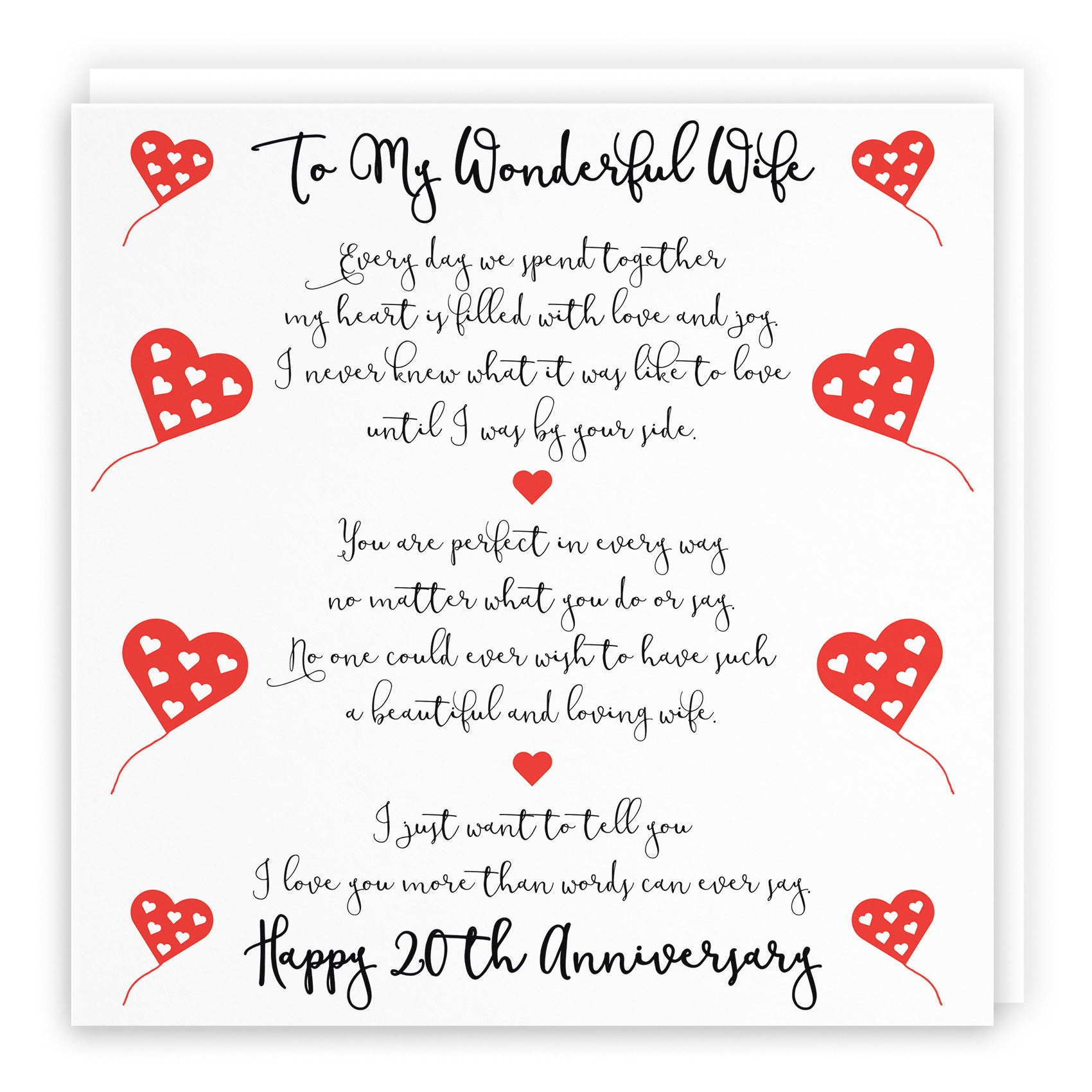 20th Wife Anniversary Card Romantic Verses - Default Title (B098FFB3C5)