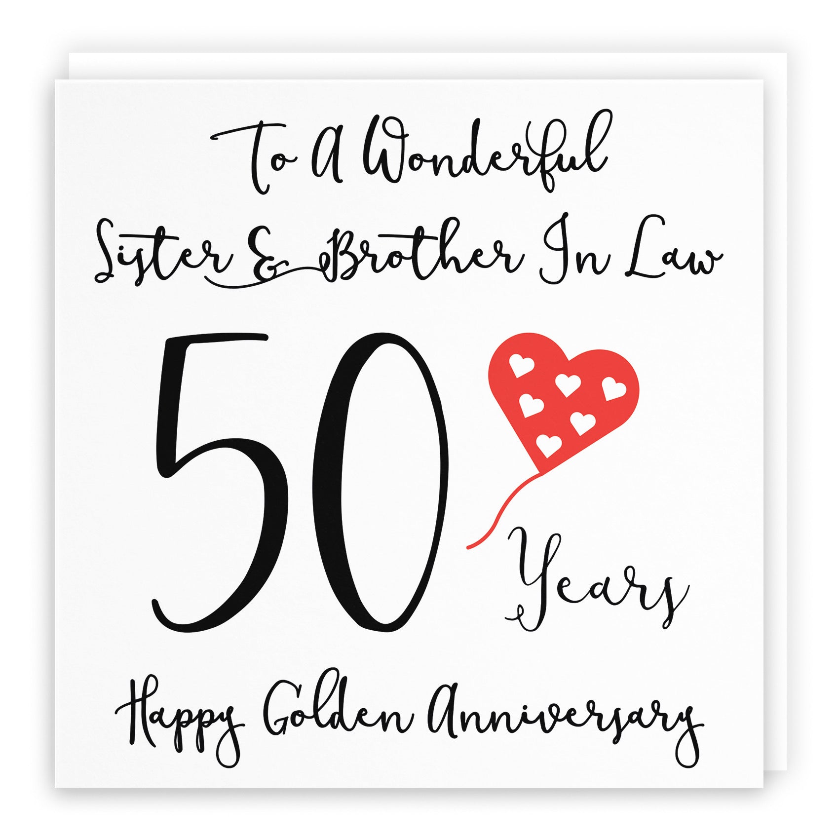 50th Sister And Brother In Law Anniversary Card Love Heart - Default Title (B098FFNGKJ)