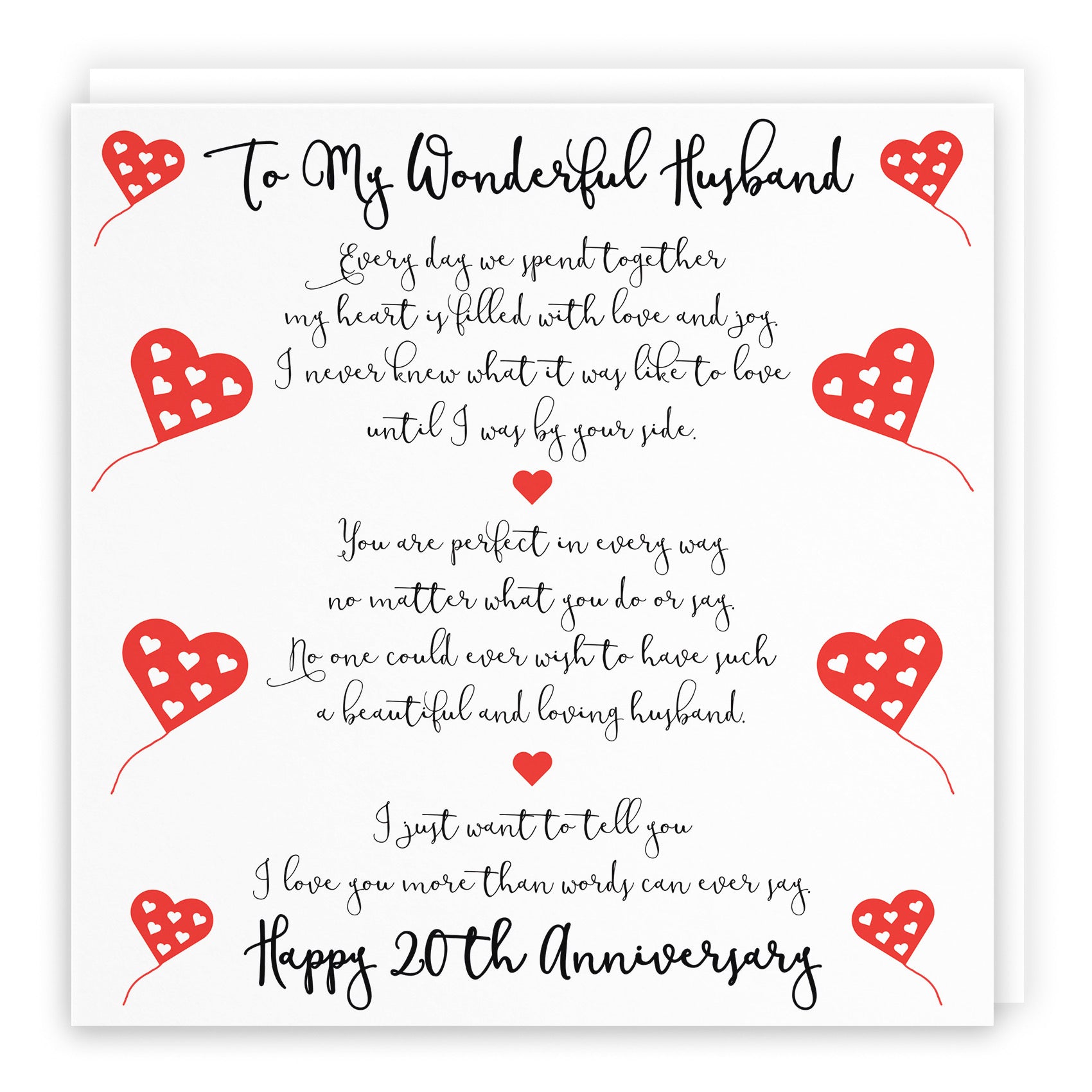 20th Husband Anniversary Card Romantic Verses - Default Title (B098FG155C)