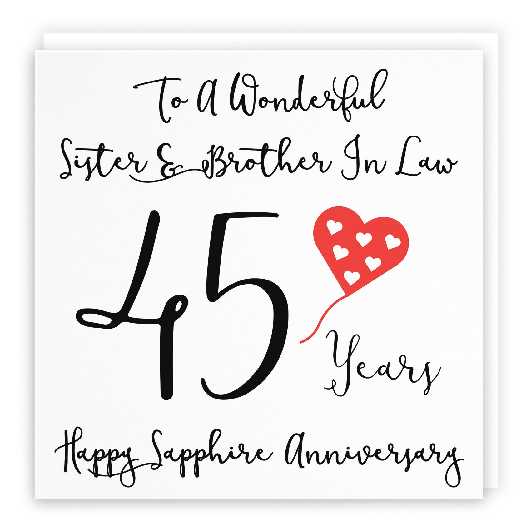 45th Sister And Brother In Law Anniversary Card Love Heart - Default Title (B098FG9TPL)