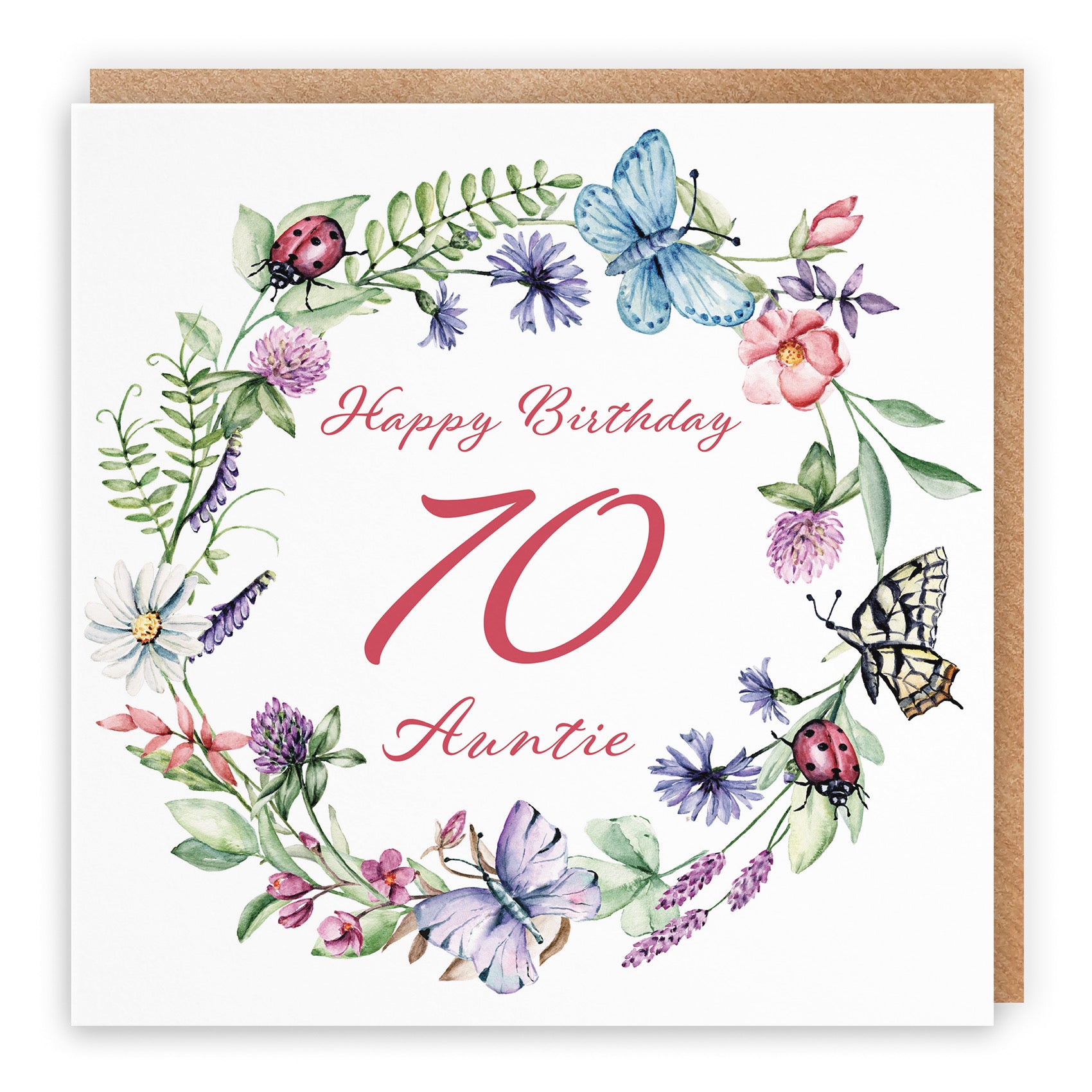 70th Auntie Birthday Card Meadow - Default Title (B09GJ2P6KB)