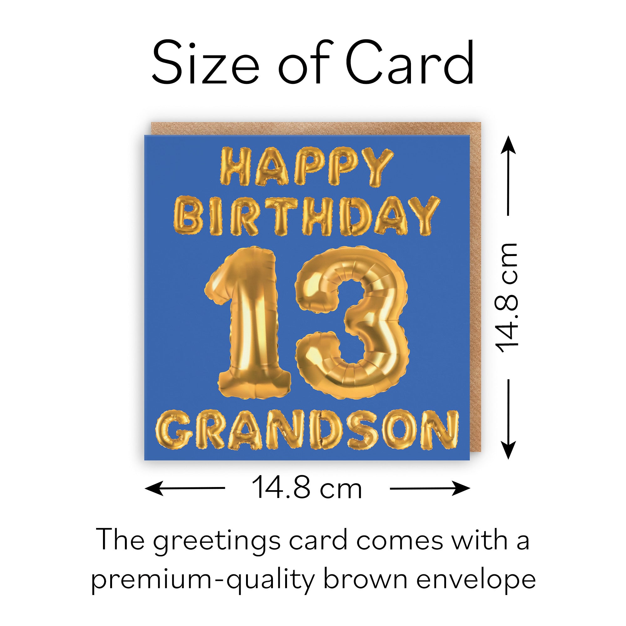 13th Grandson Birthday Card Balloon - Default Title (B09GL8GMR8)