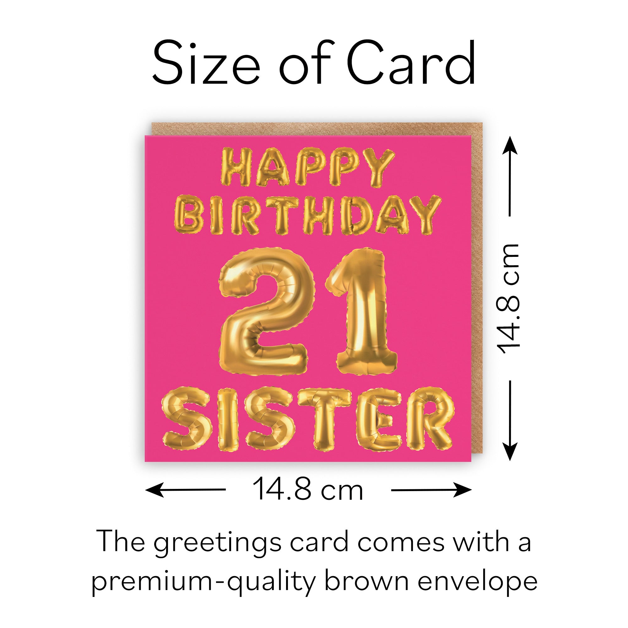 21st Sister Birthday Card Balloon - Default Title (B09GL9DP2F)